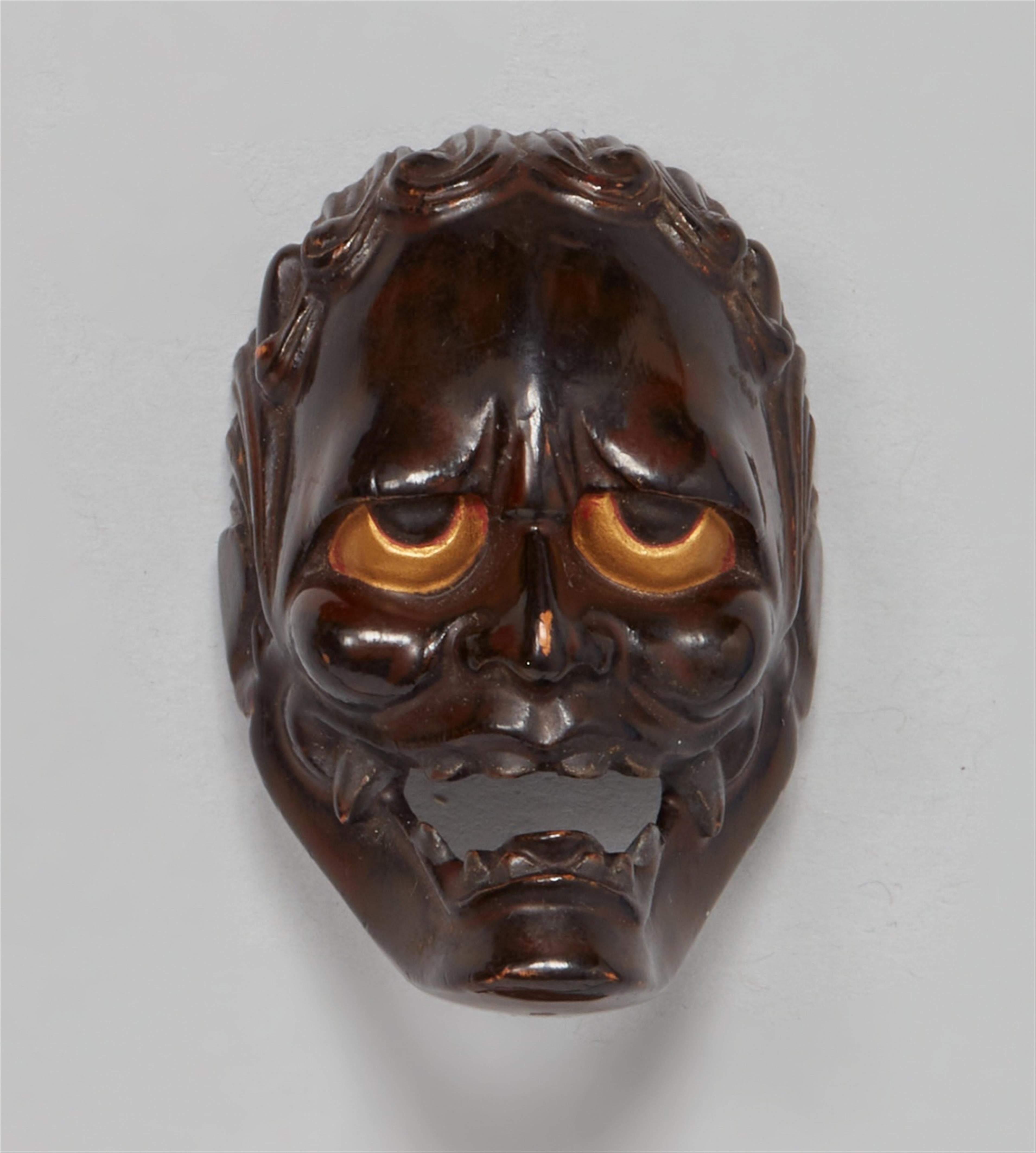 A wood and lacquer mask of a demon. Second half 19th century - image-1