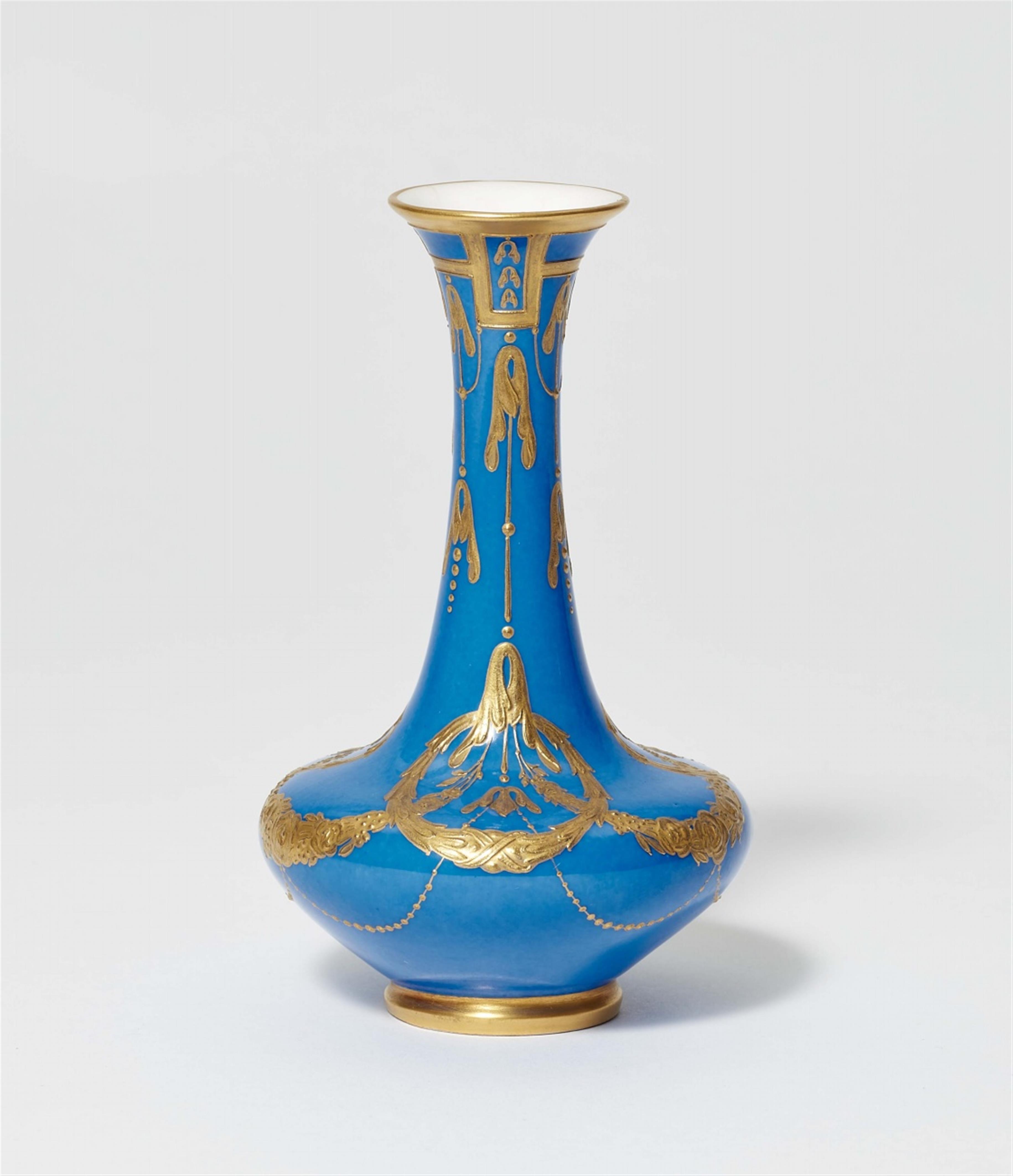A Berlin KPM Jugendstil porcelain vase with gilt relief decor - image-1
