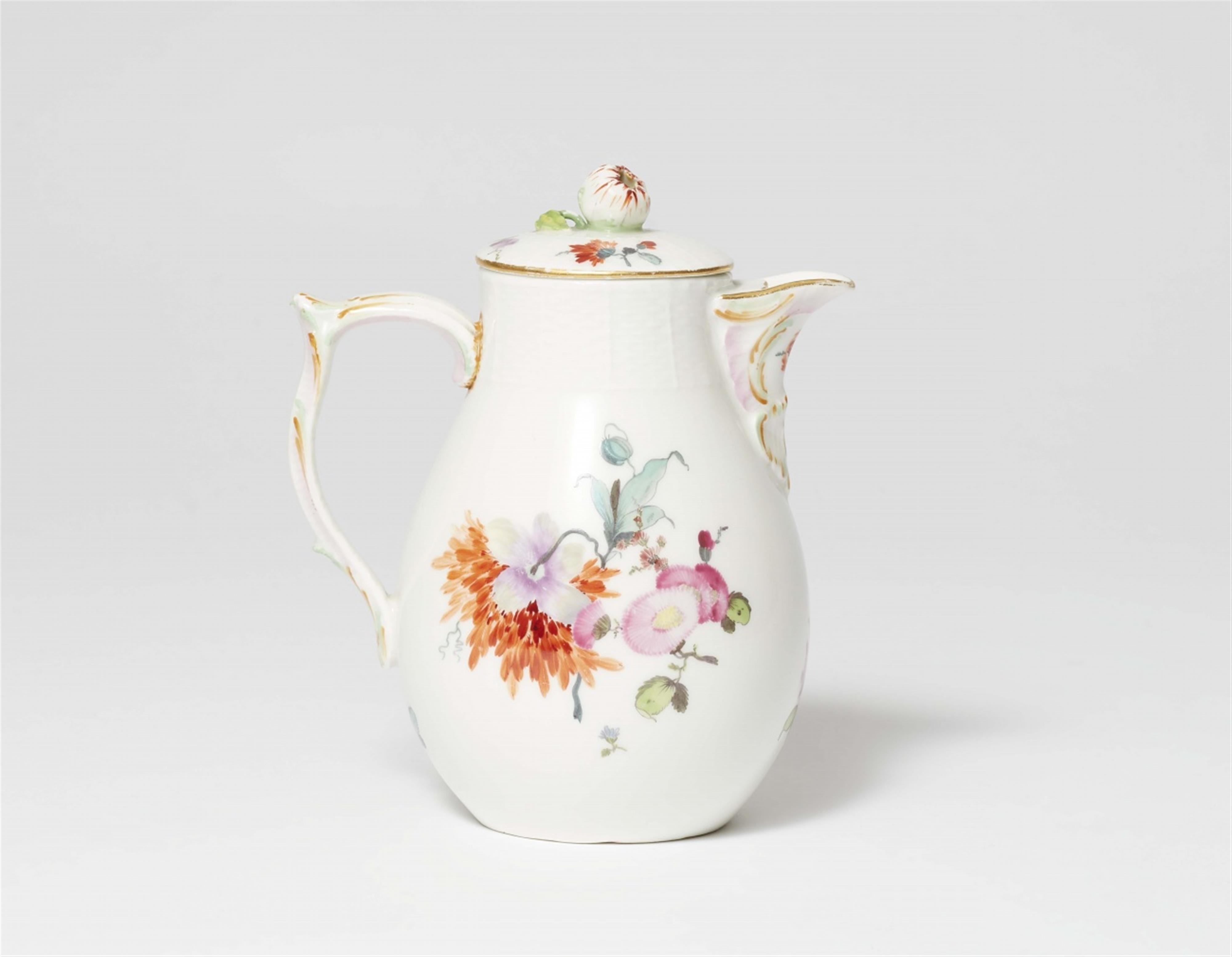 A small Berlin KPM porcelain coffee pot with floral decoration - image-1