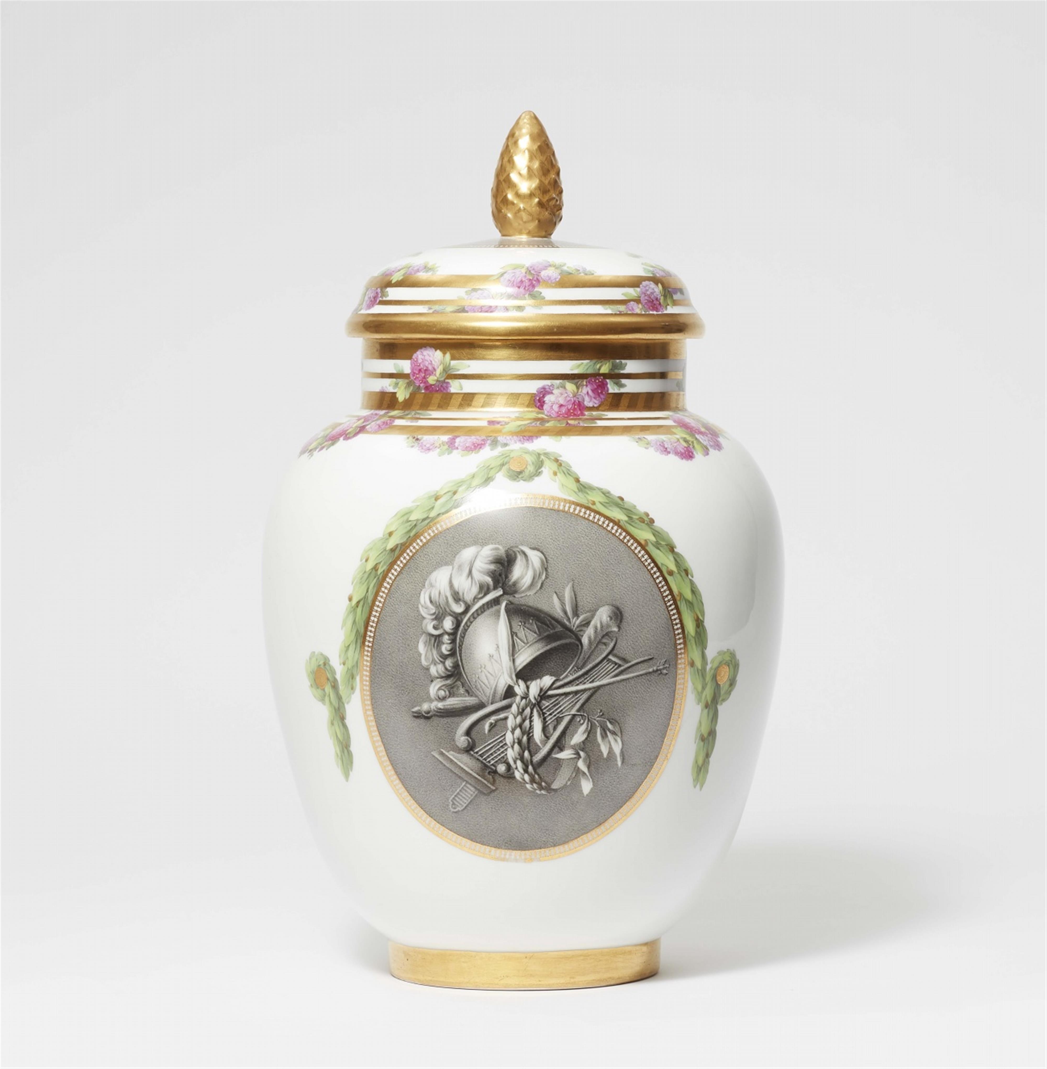 A Berlin KPM porcelain “apothekenbüchse” pot-pourri vase with a portrait of Friedrich II - image-2