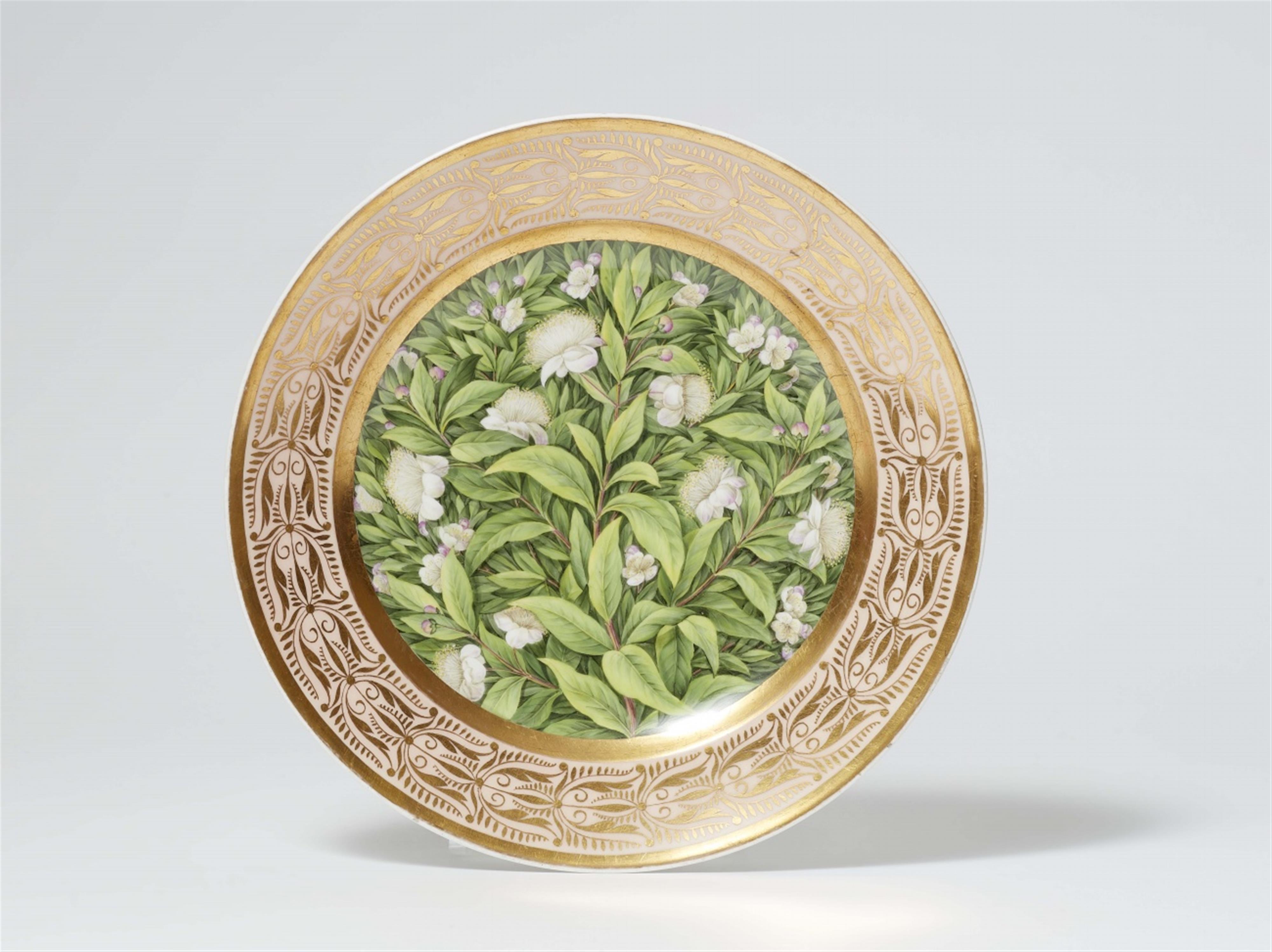 A Berlin KPM porcelain botanical plate with peonies - image-1