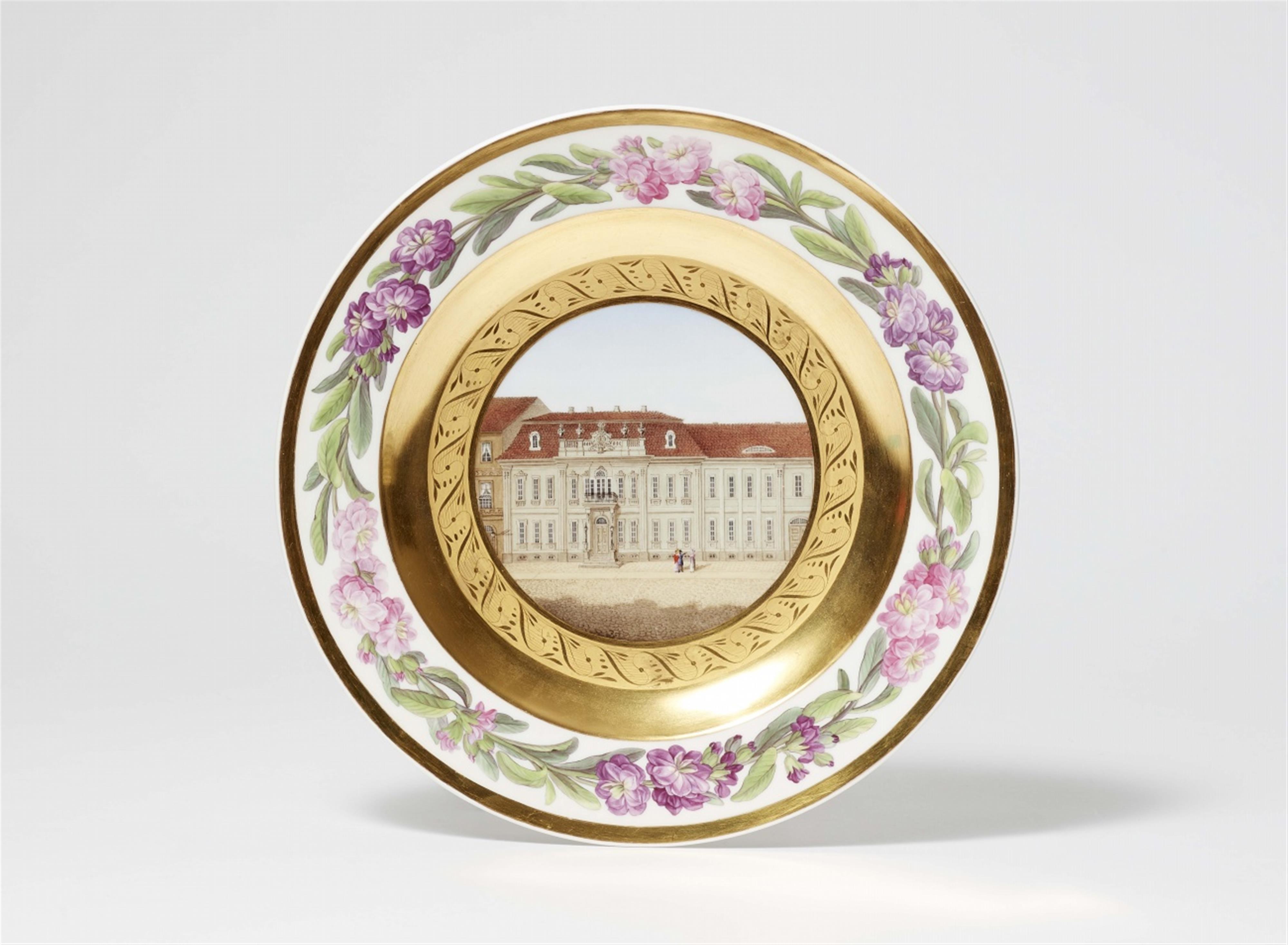 A Berlin KPM porcelain plate with a view of Baroque city palace - image-1