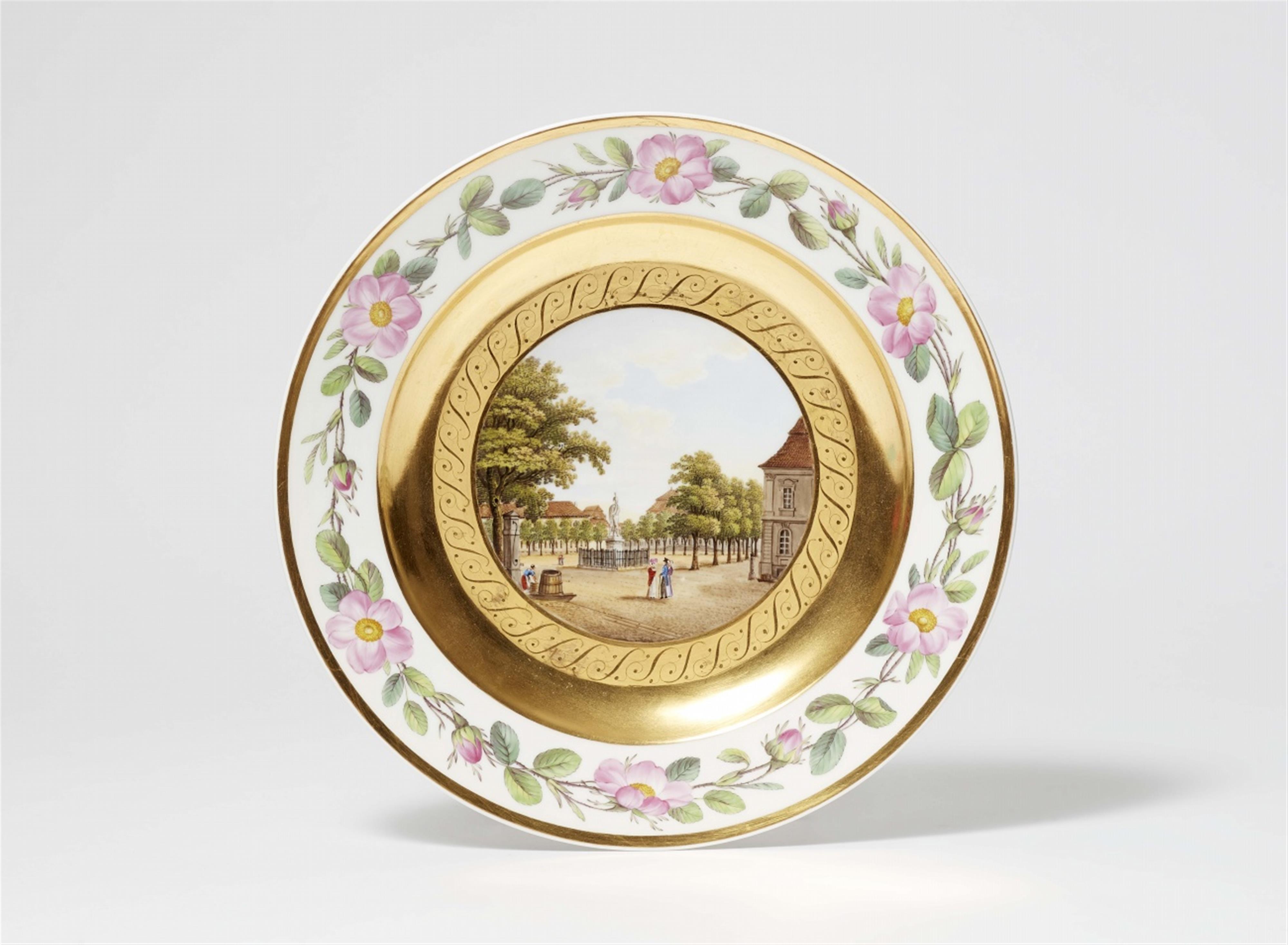 A Berlin KPM porcelain plate with a view of Wilhelmplatz - image-1