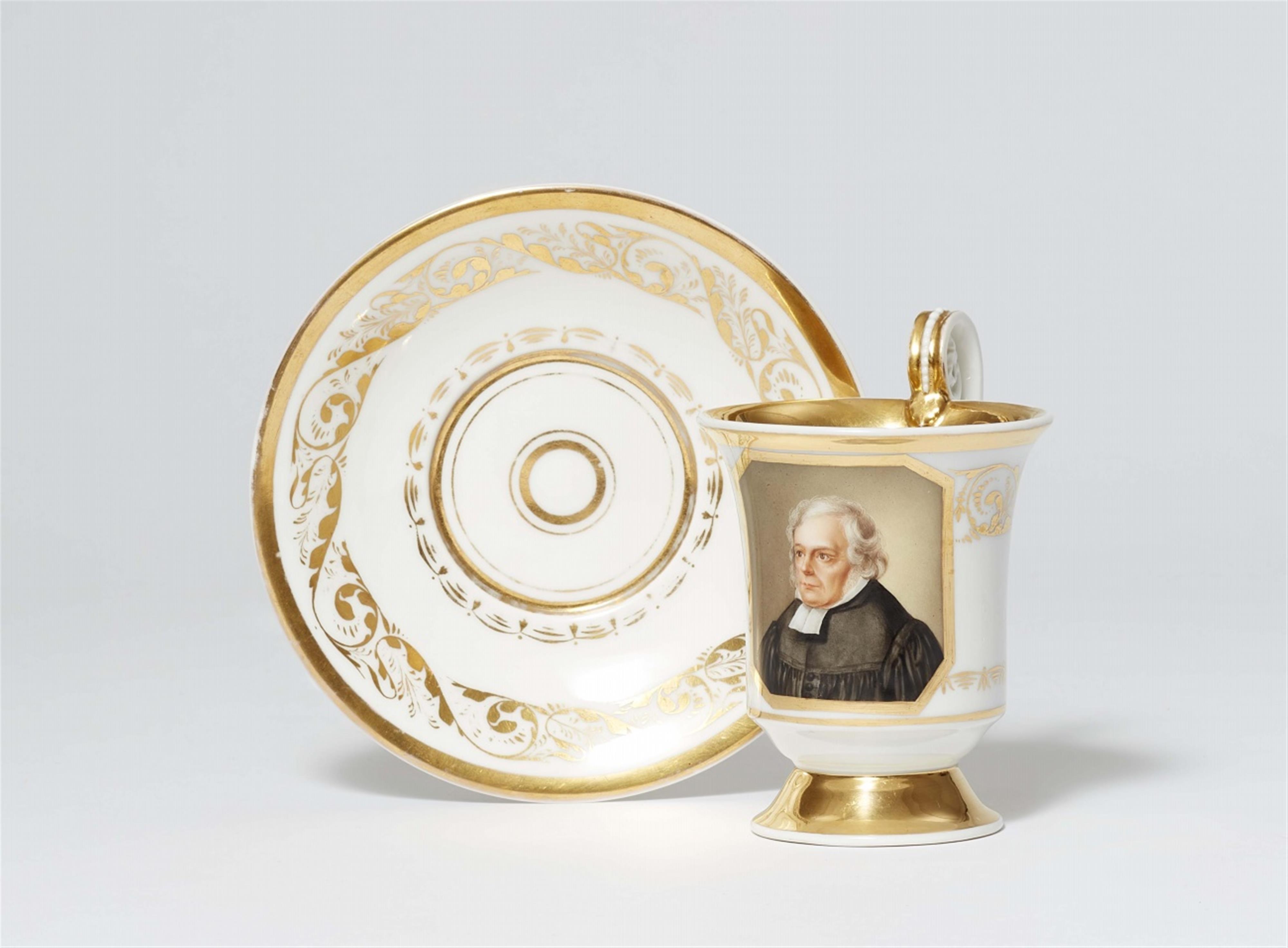 A Berlin KPM porcelain cup with a portrait of Friedrich Daniel Ernst Schleiermacher - image-1