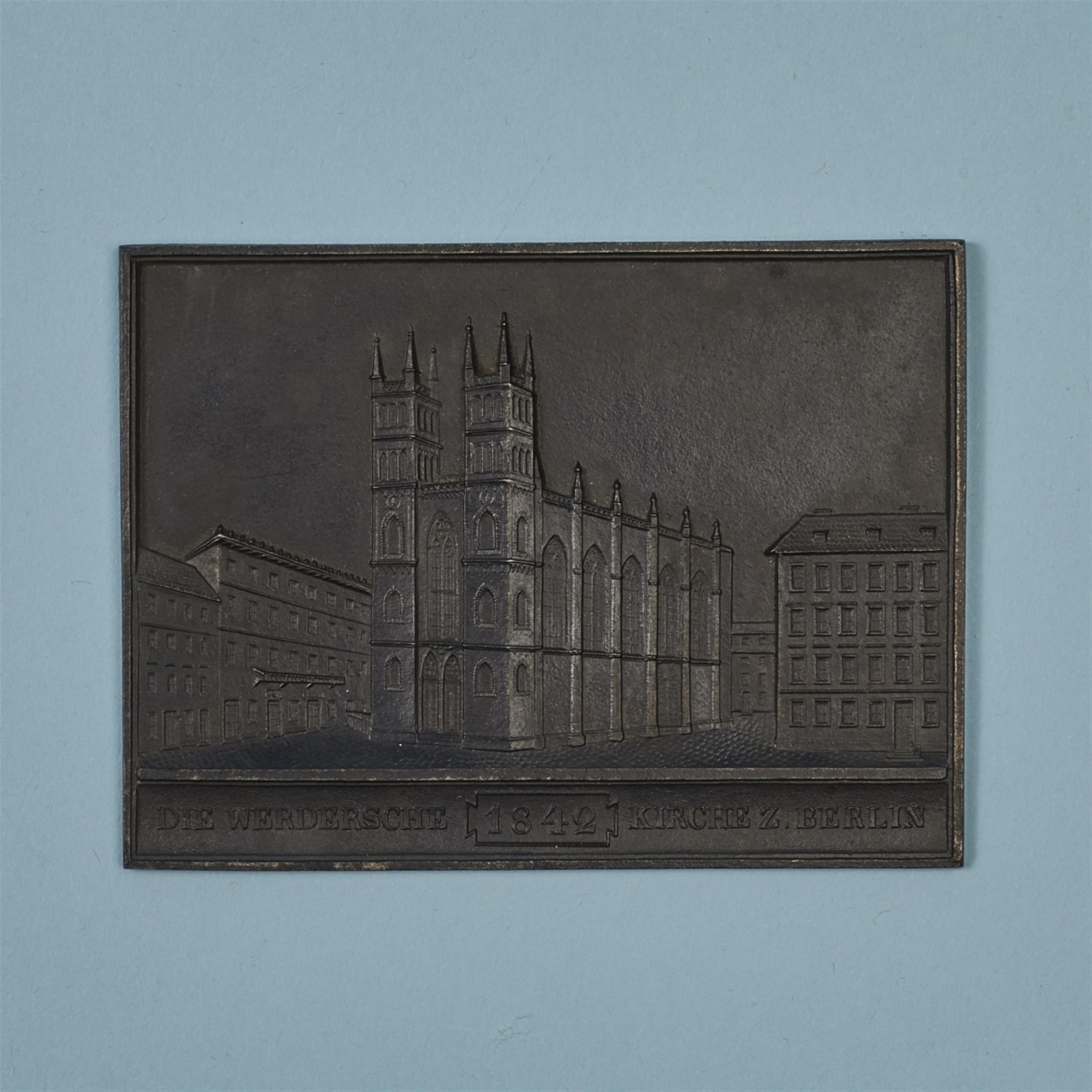 A cast iron New Year's plaque with the “Werdersche 1842 Kirche z. Berlin“ - image-1