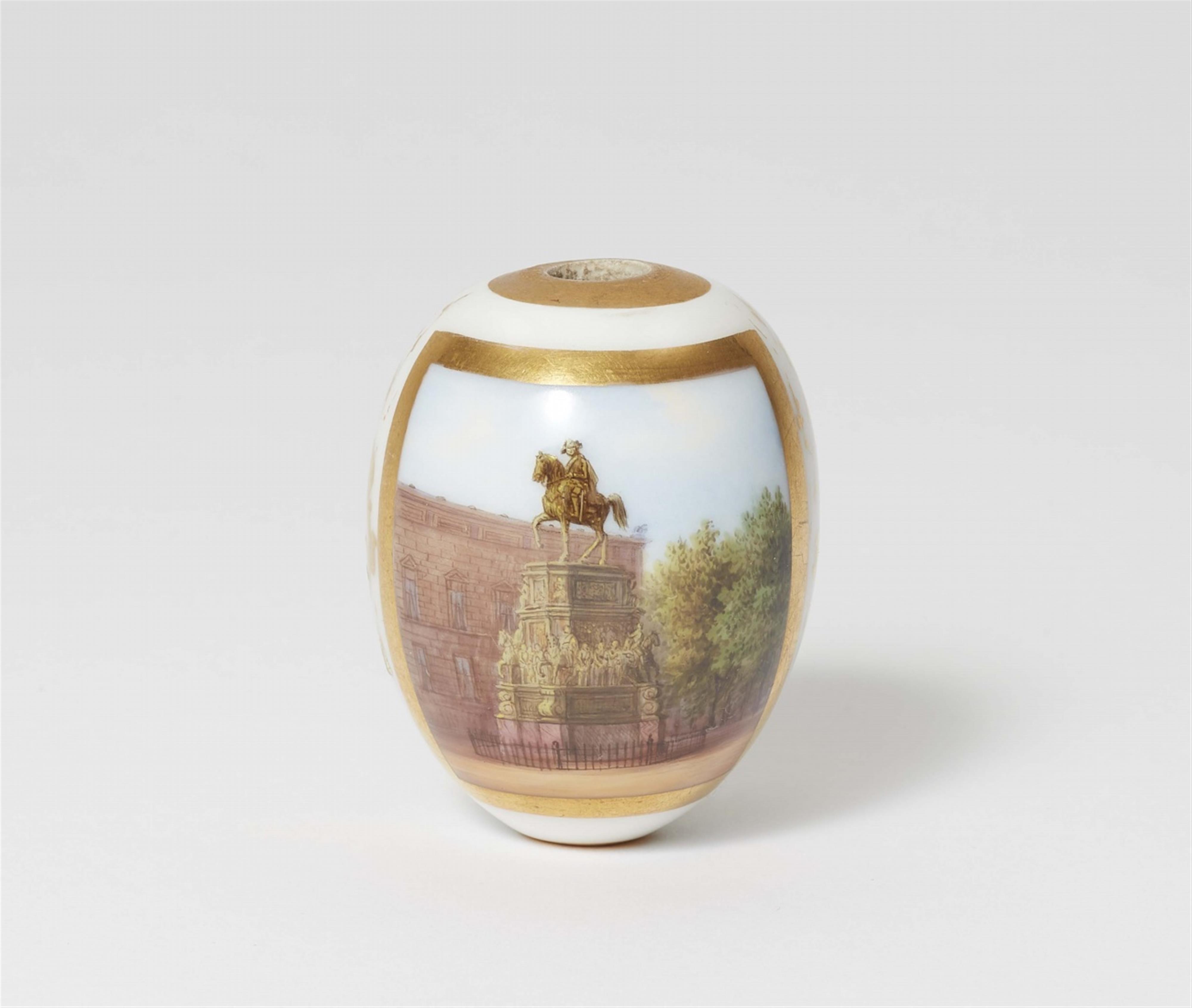 A Berlin KPM porcelain Easter egg with the monument to Friedrich II - image-1