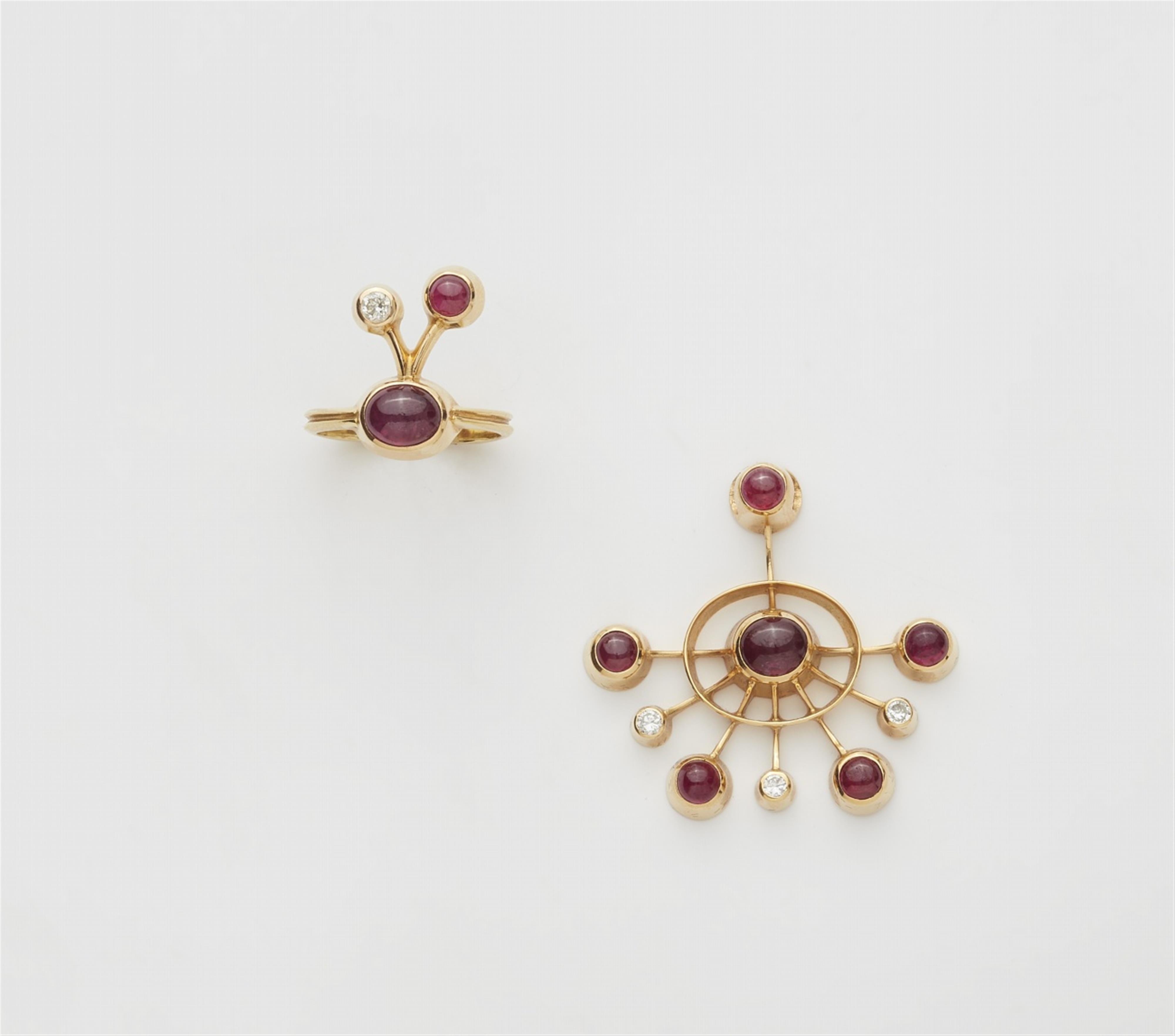 An 18k gold ruby demi-parure - image-4