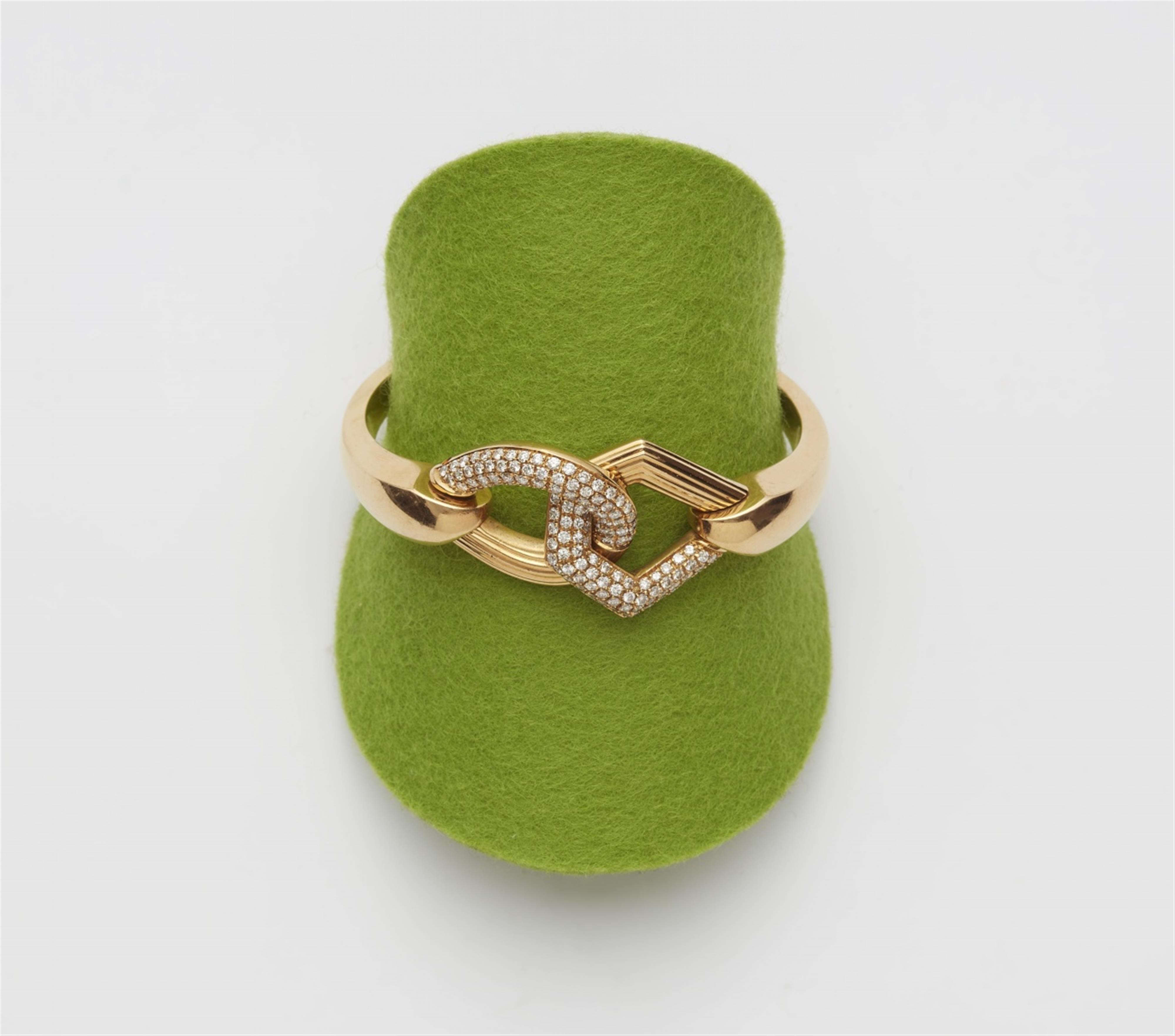 An Italian 18k gold diamond bangle - image-1