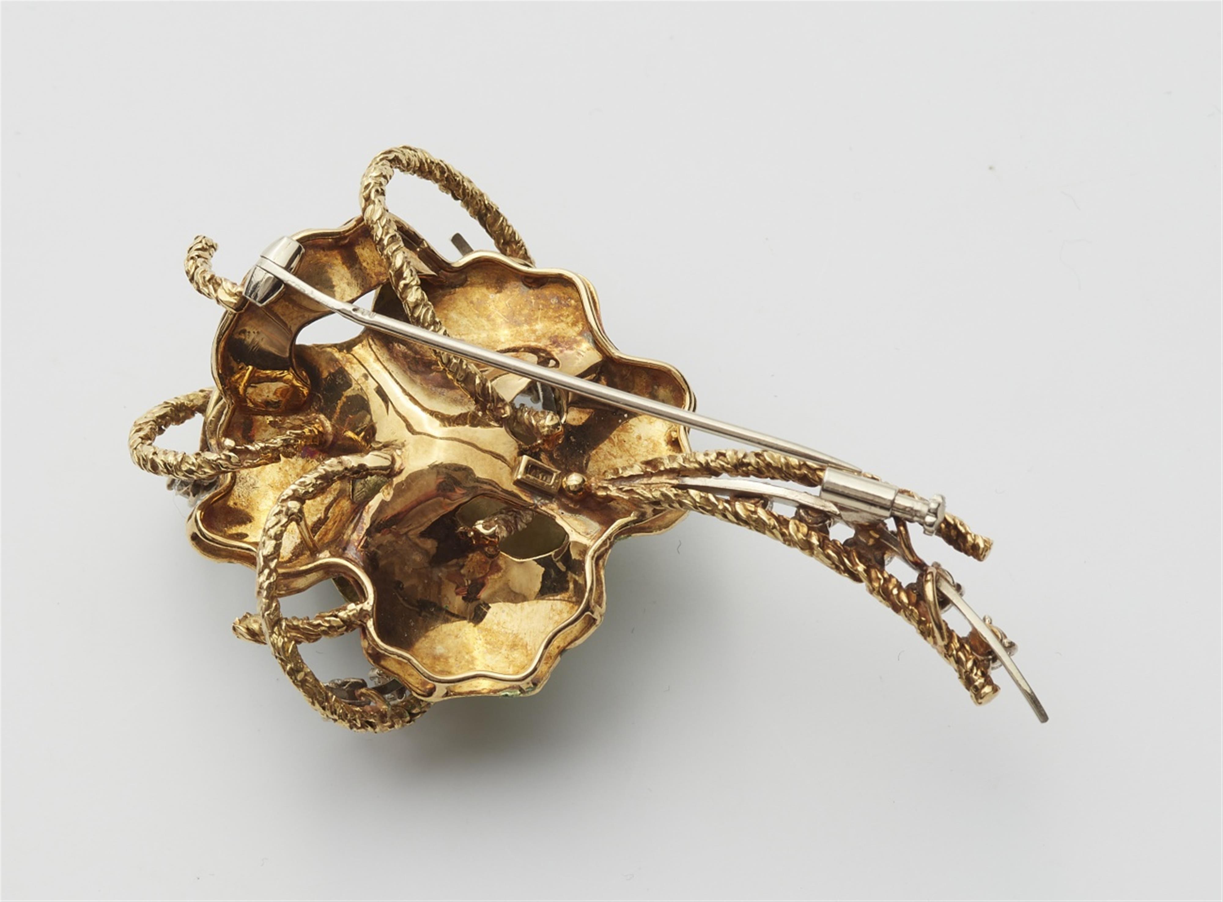 An 18k gold diamond and enamel brooch - image-2