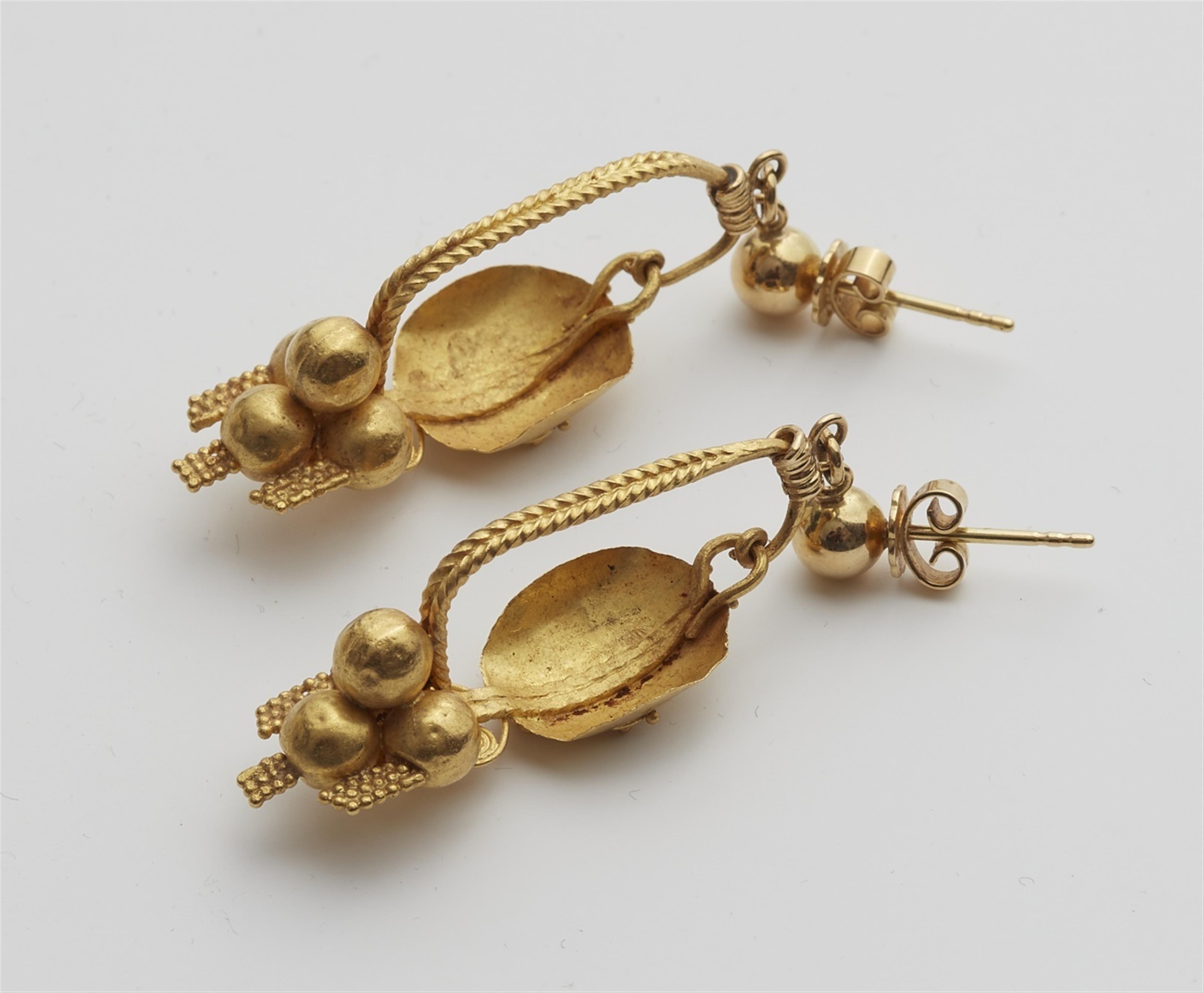 A pair of 22k gold drop earrings in the Antique revival style - image-2