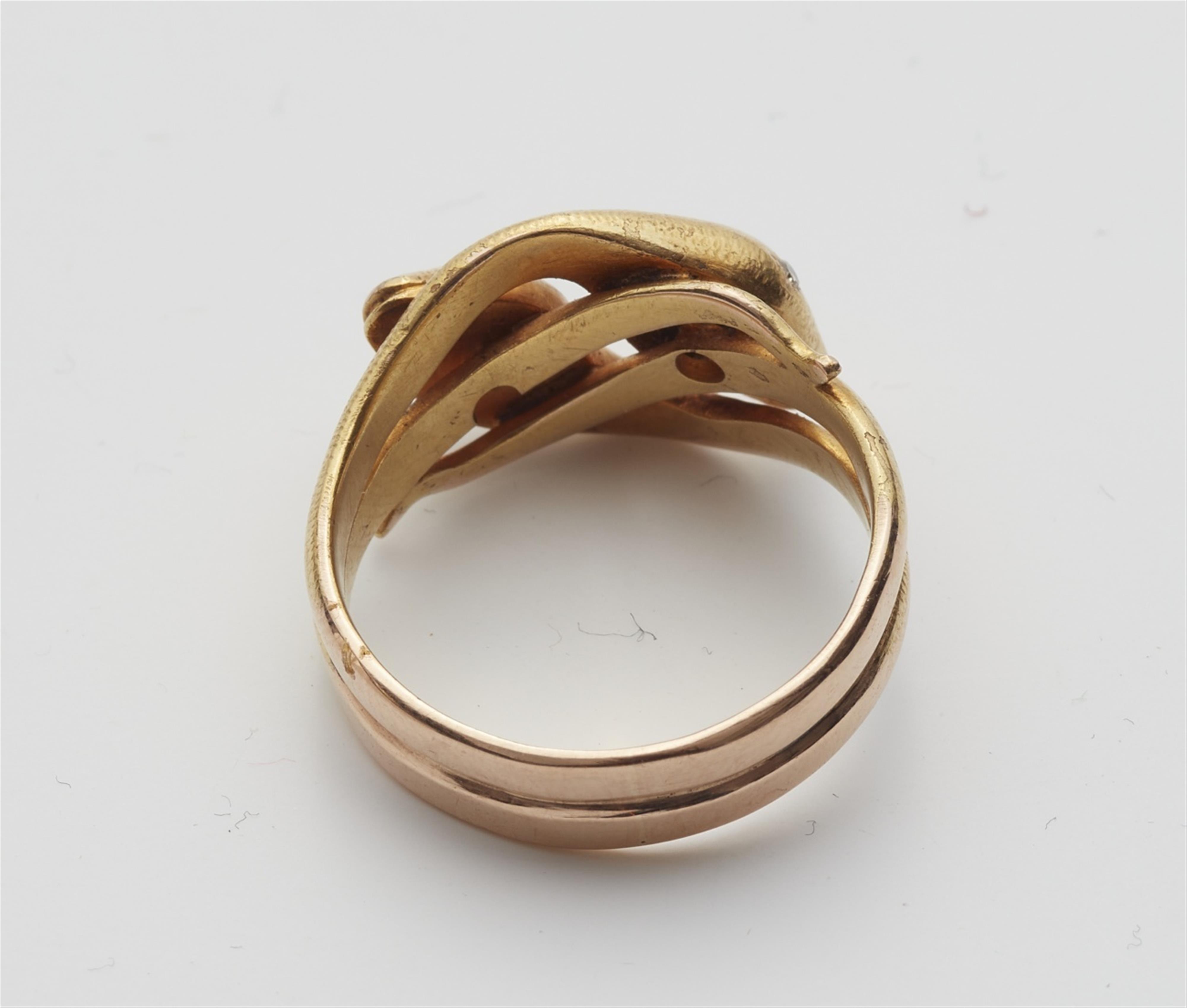 A 14k gold toi-et-moi snake ring - image-3