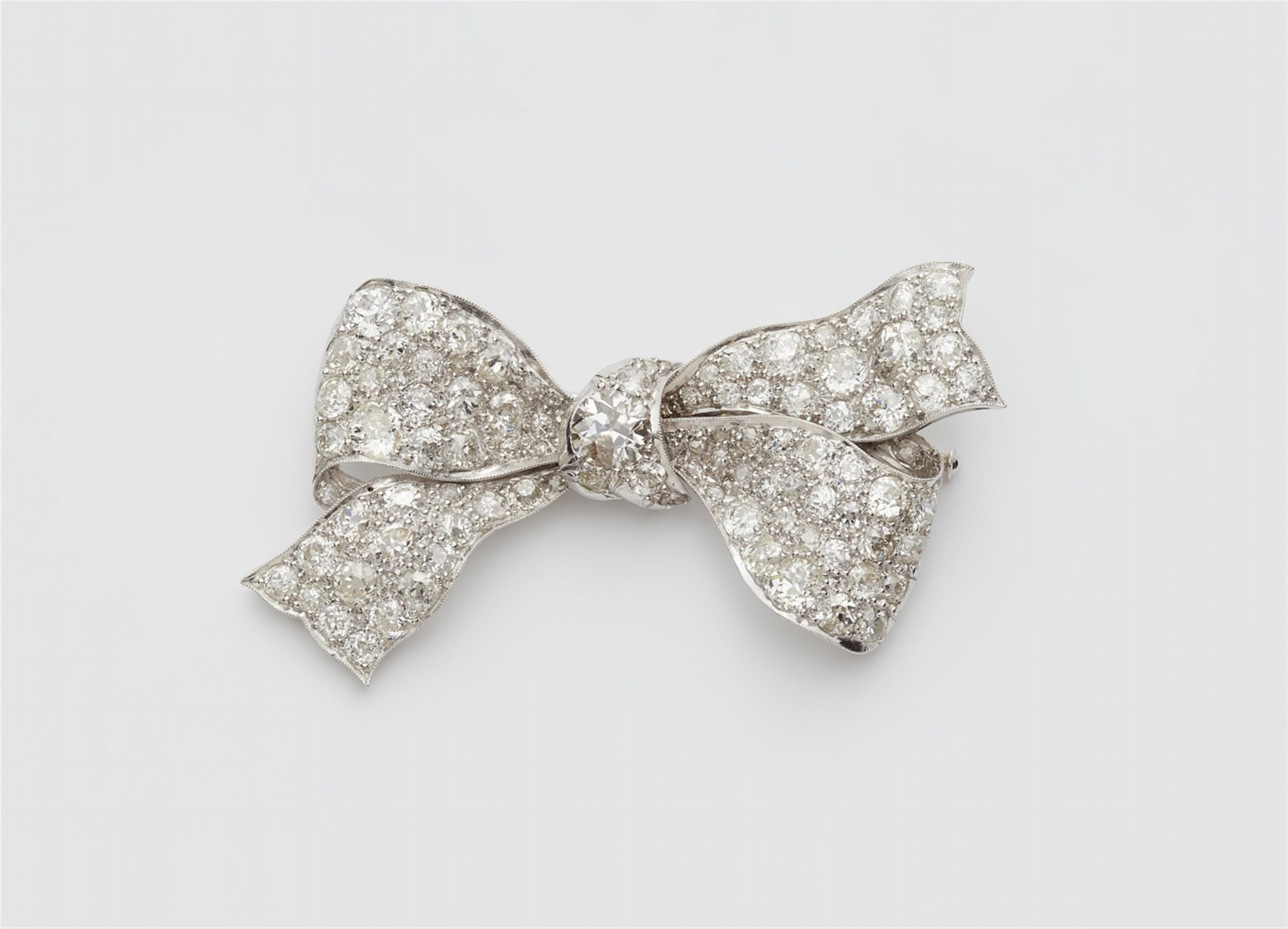 A Belle Epoque diamond bow brooch - image-1