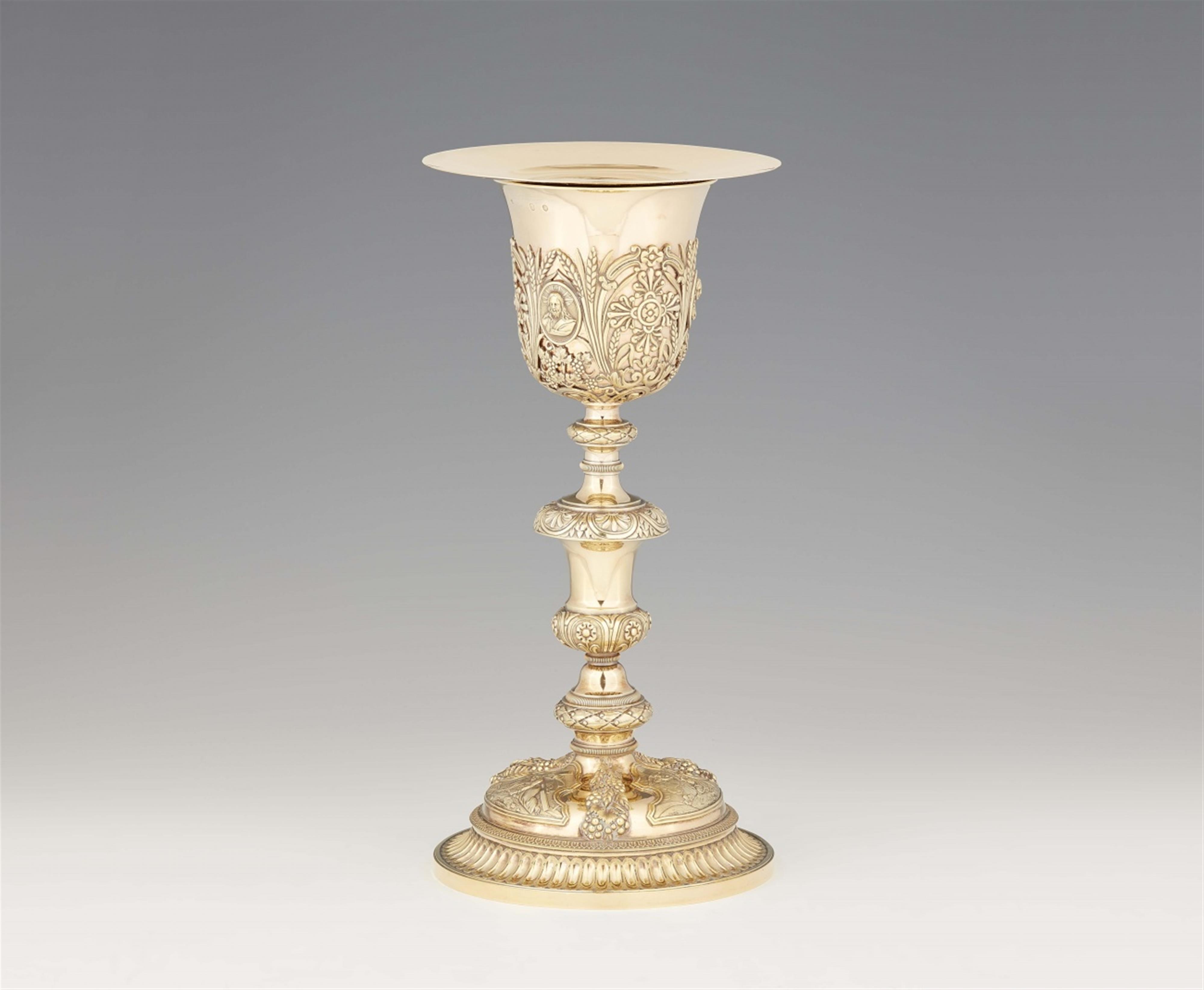 A Parisian Empire silver communion chalice and patene - image-1
