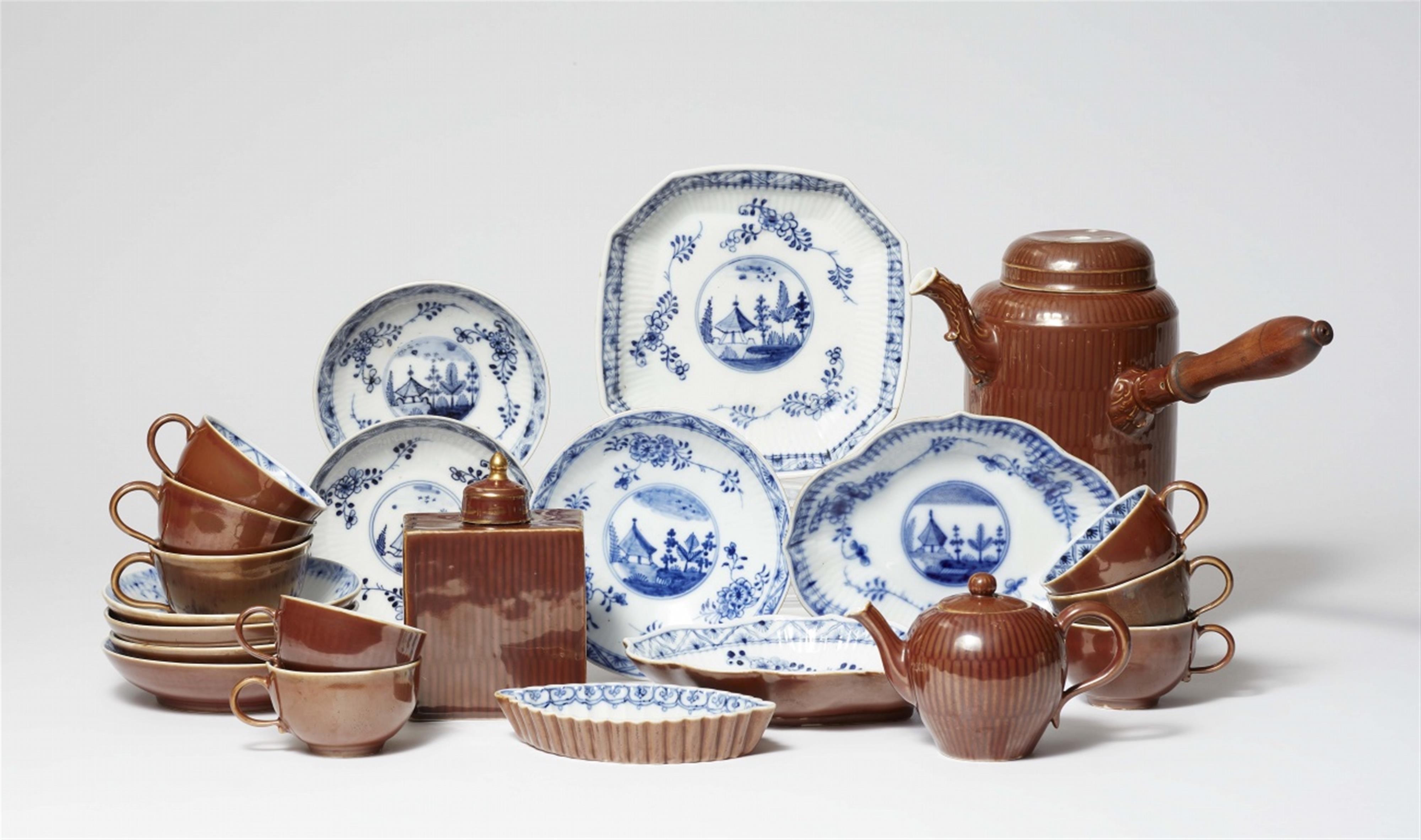 A Meissen porcelain tea and hot chocolate service with capuchin brown ground - image-1