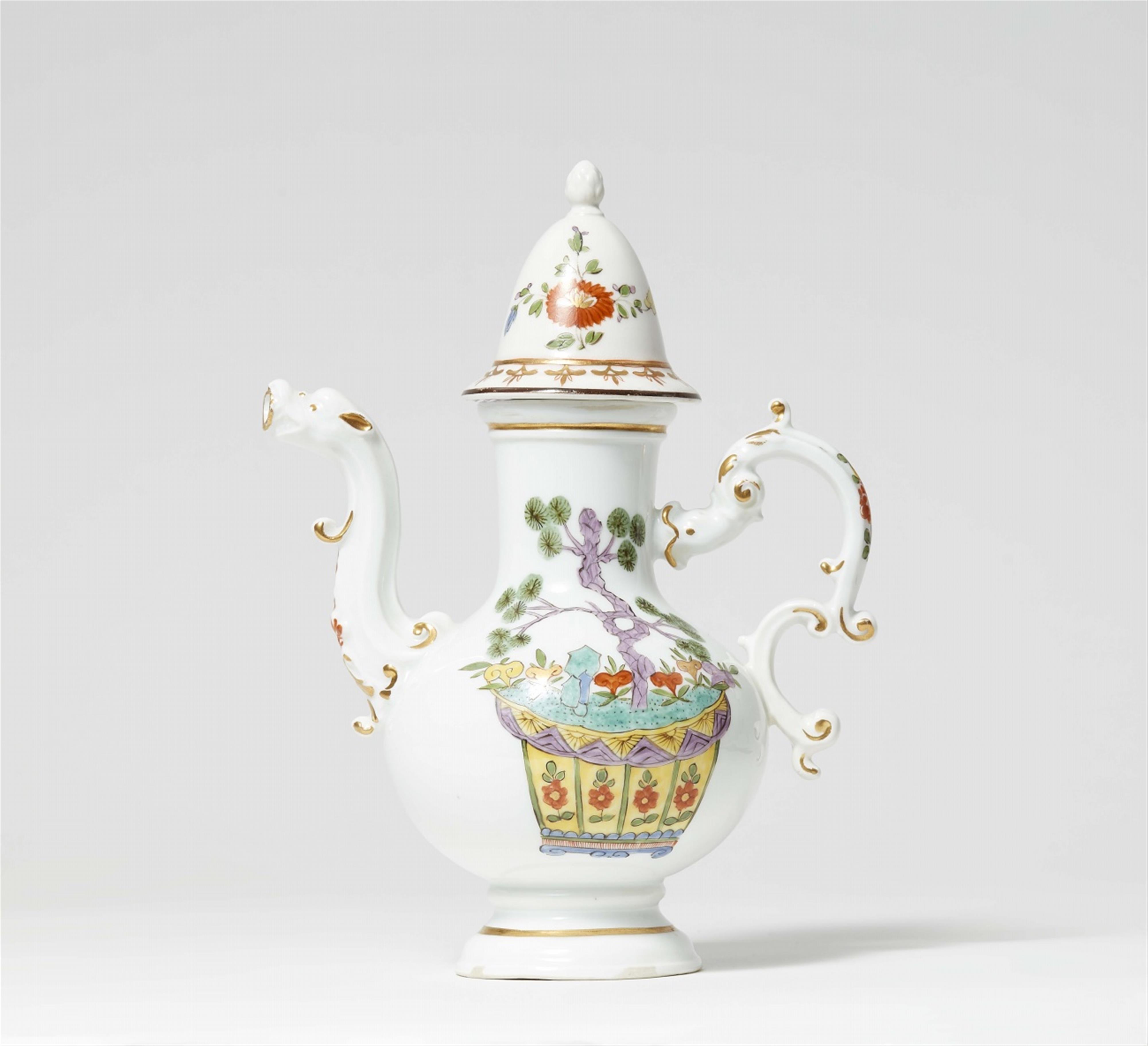 A Meissen porcelain jug with famille verte decoration - image-1