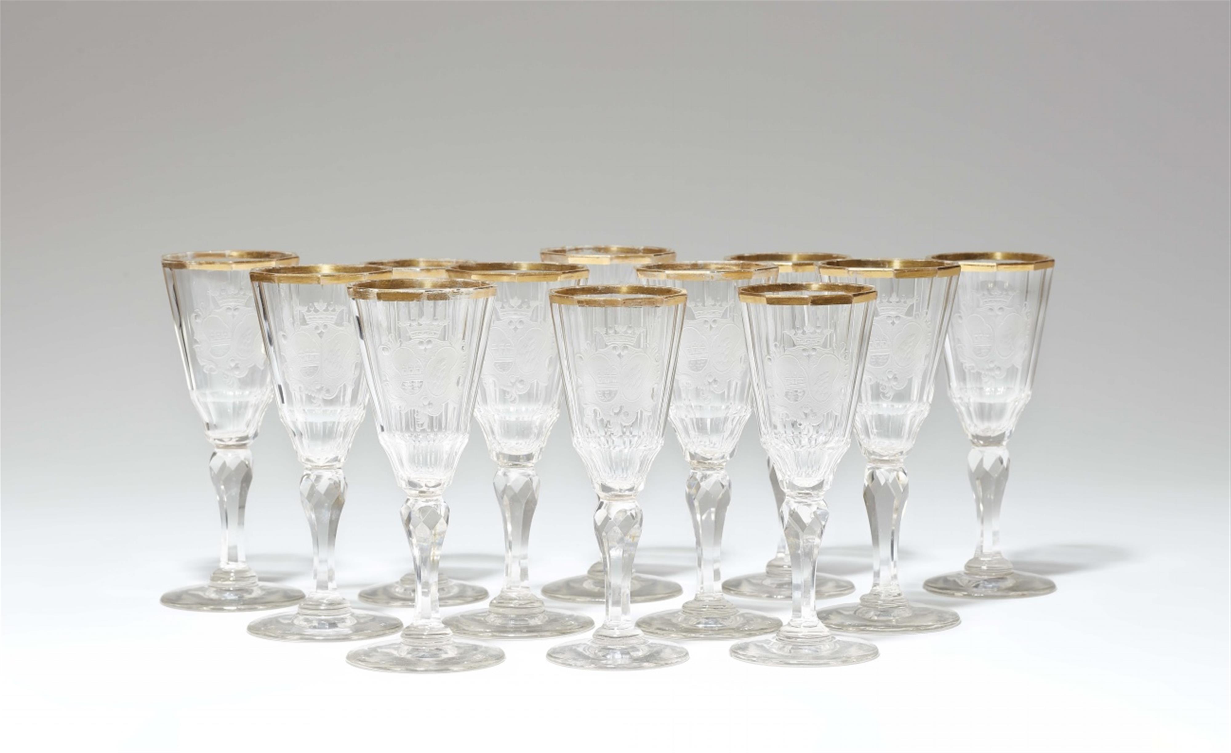 A set of 12 heraldic glass goblets - image-1