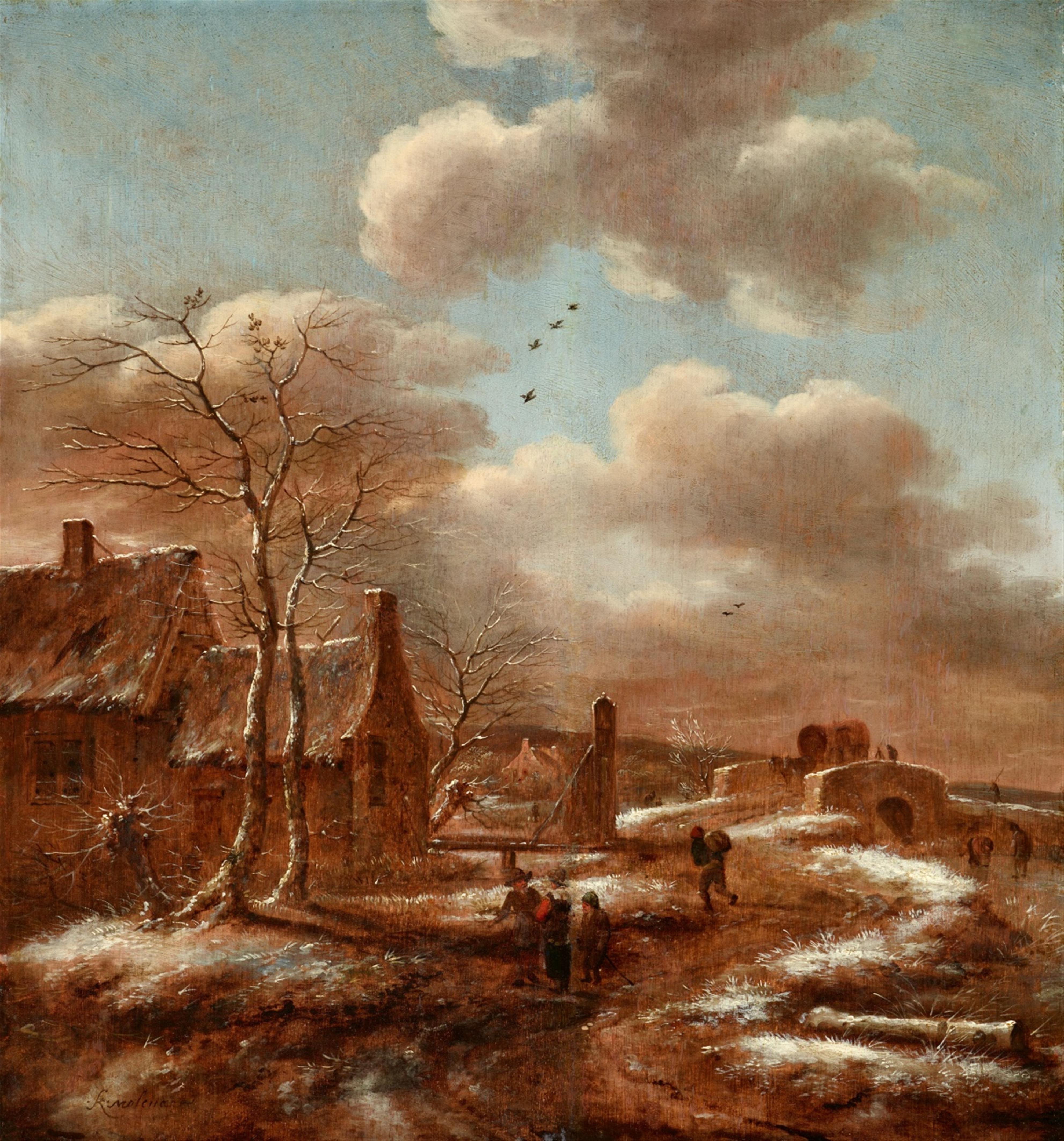 Klaes (Nicolaes) Molenaer - Travellers in a Winter Landscape - image-1