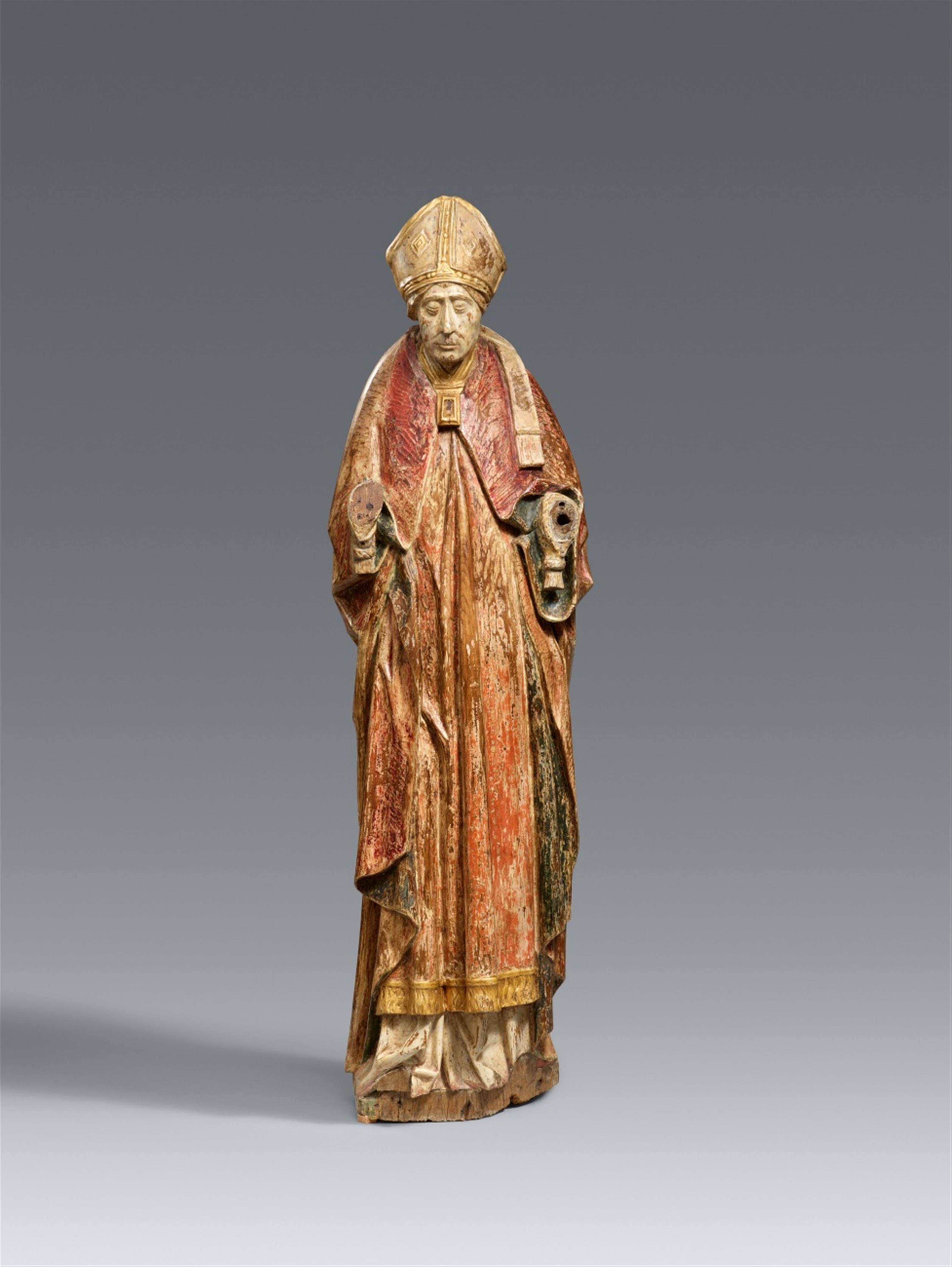 Southern Netherlands Mid-15th century - A mid-15th century carved wood figure of a bishop saint, Southern Netherlands - image-1