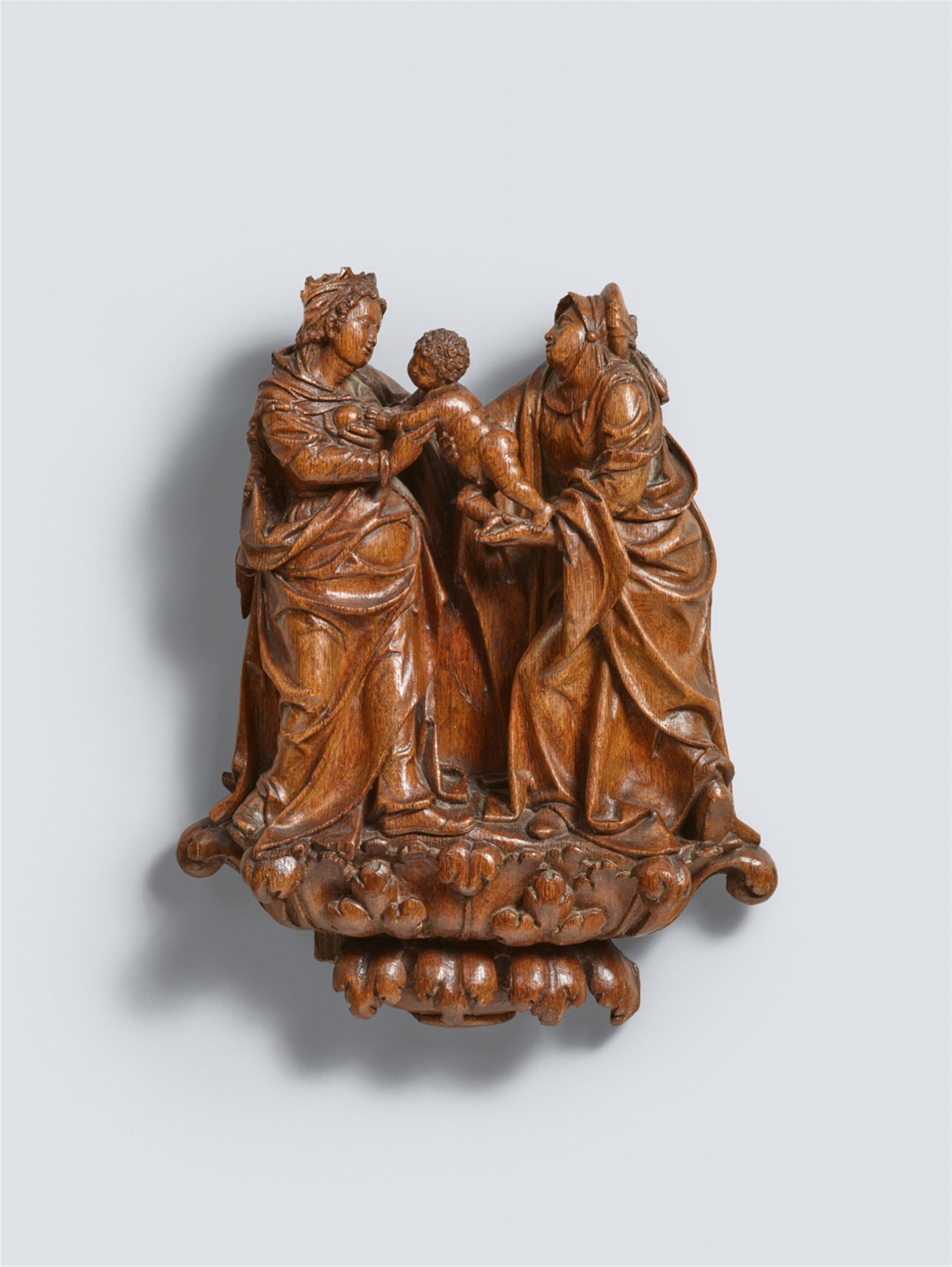 Flemish 17th century - A 17th century Flemish carved wood Anna Selbdritt group - image-1