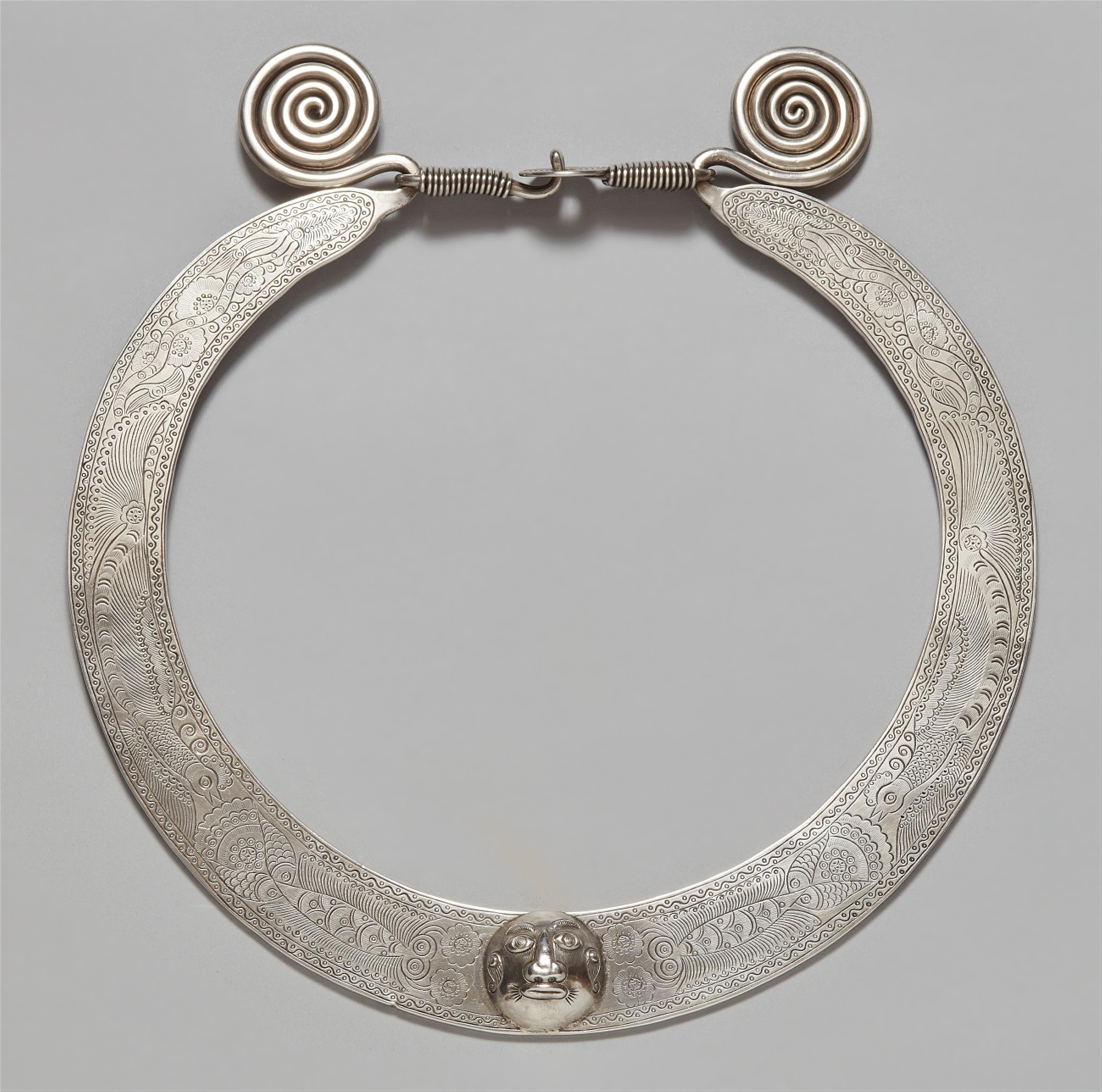 A silver neck ornament of the Yi tribe. Southern China, Sichuan province. 1960s - image-1