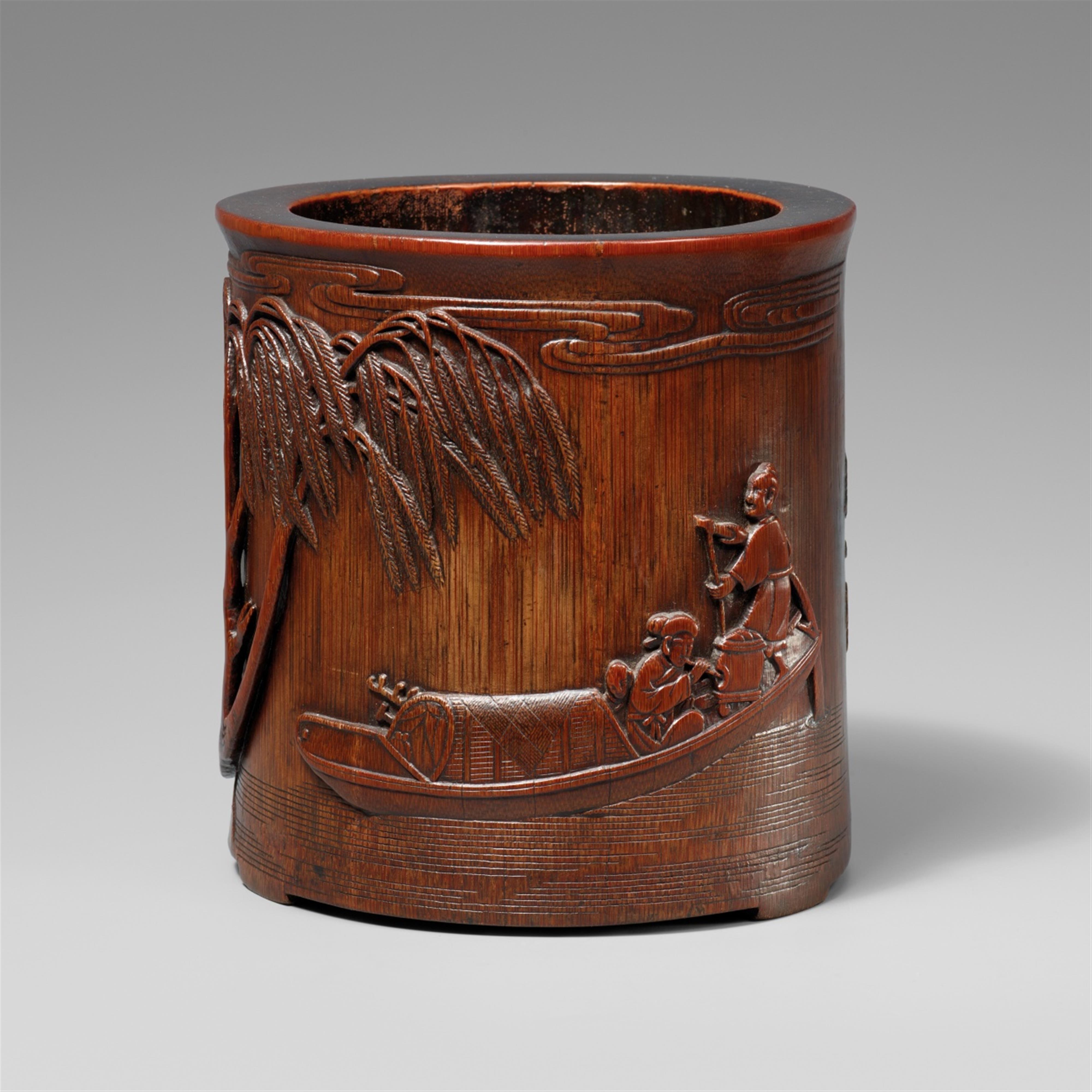 A large bamboo brush pot. 17th/18th century - image-1