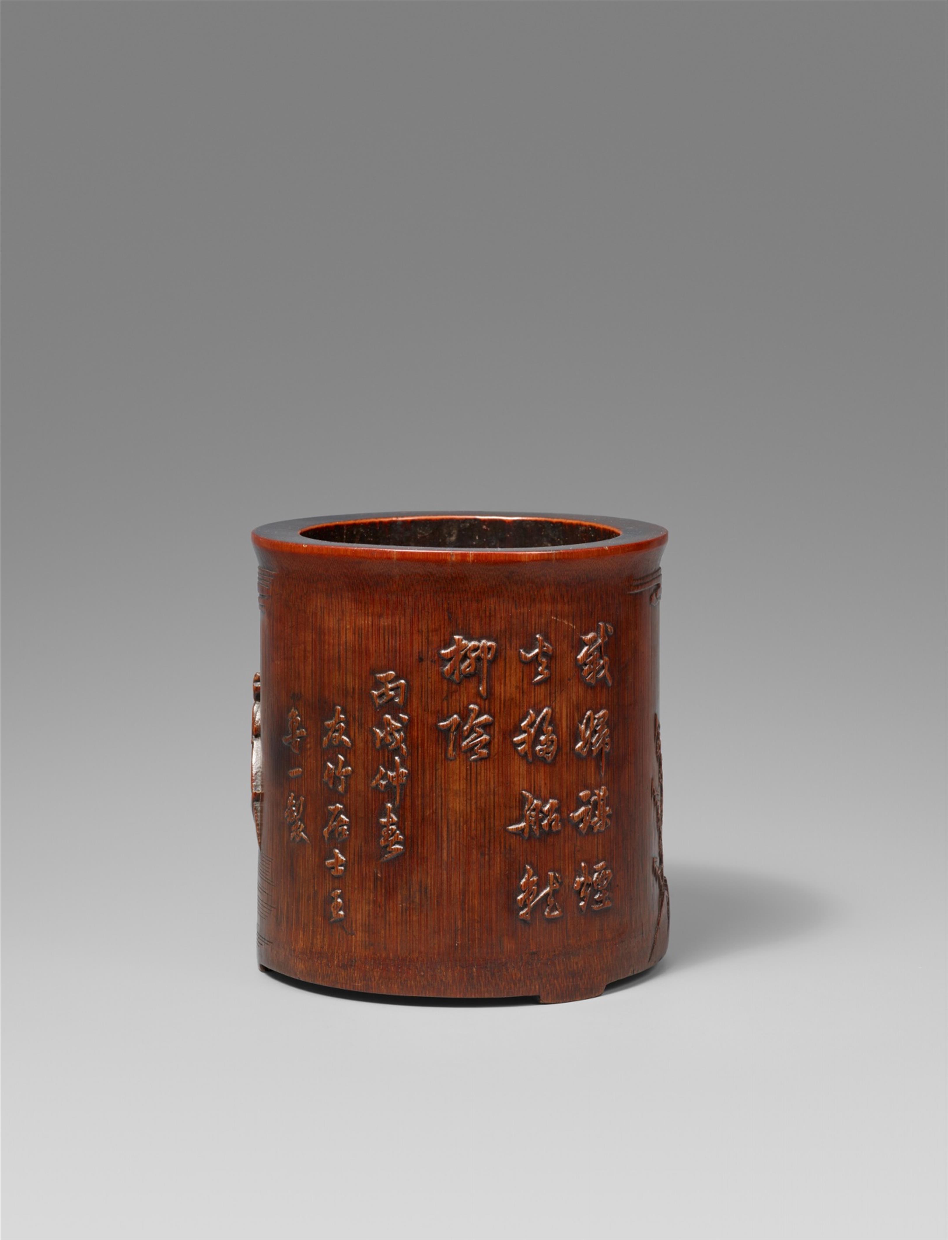 A large bamboo brush pot. 17th/18th century - image-2