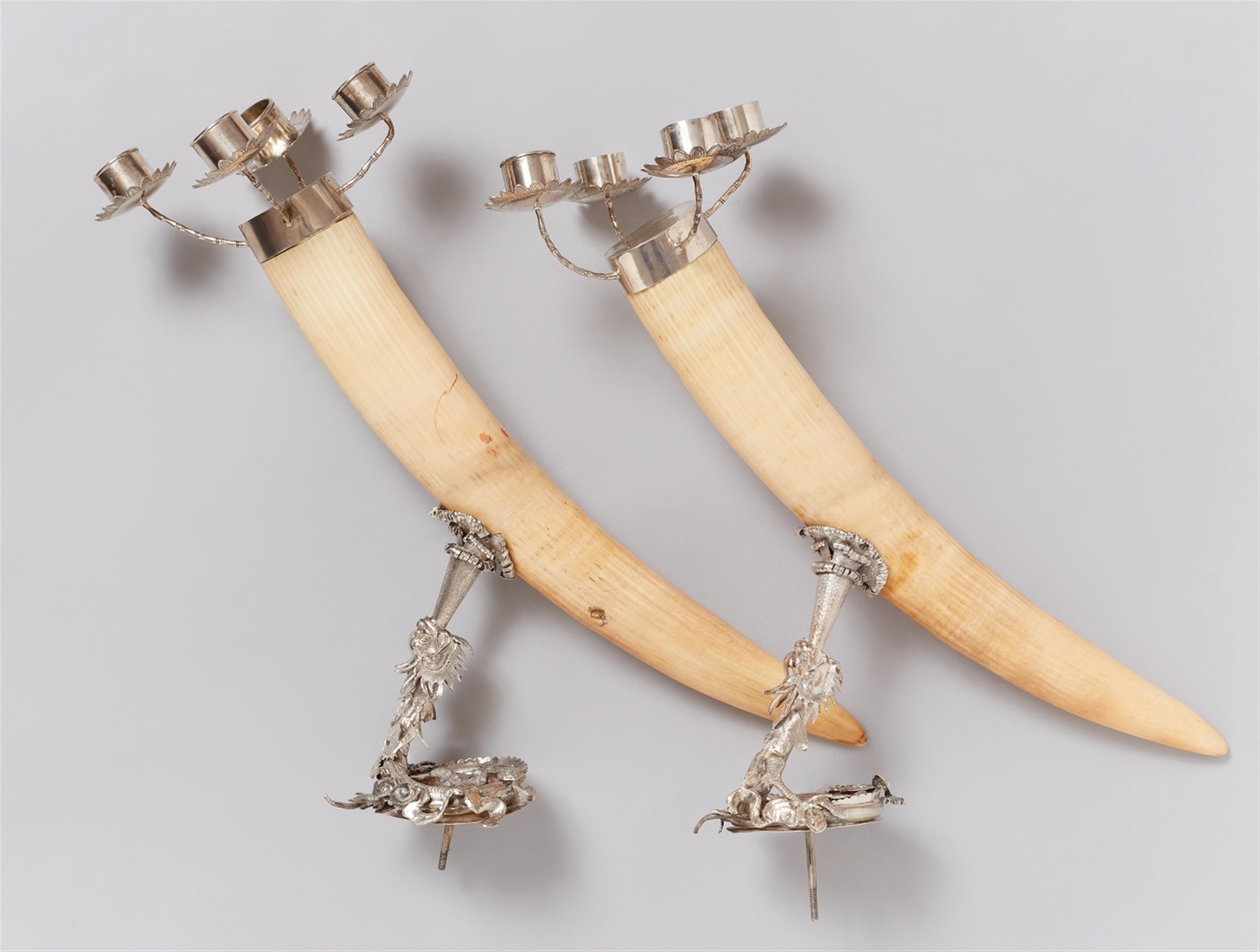 A pair of ivory and silver candelabra (fragmente). Around 1900 - image-1