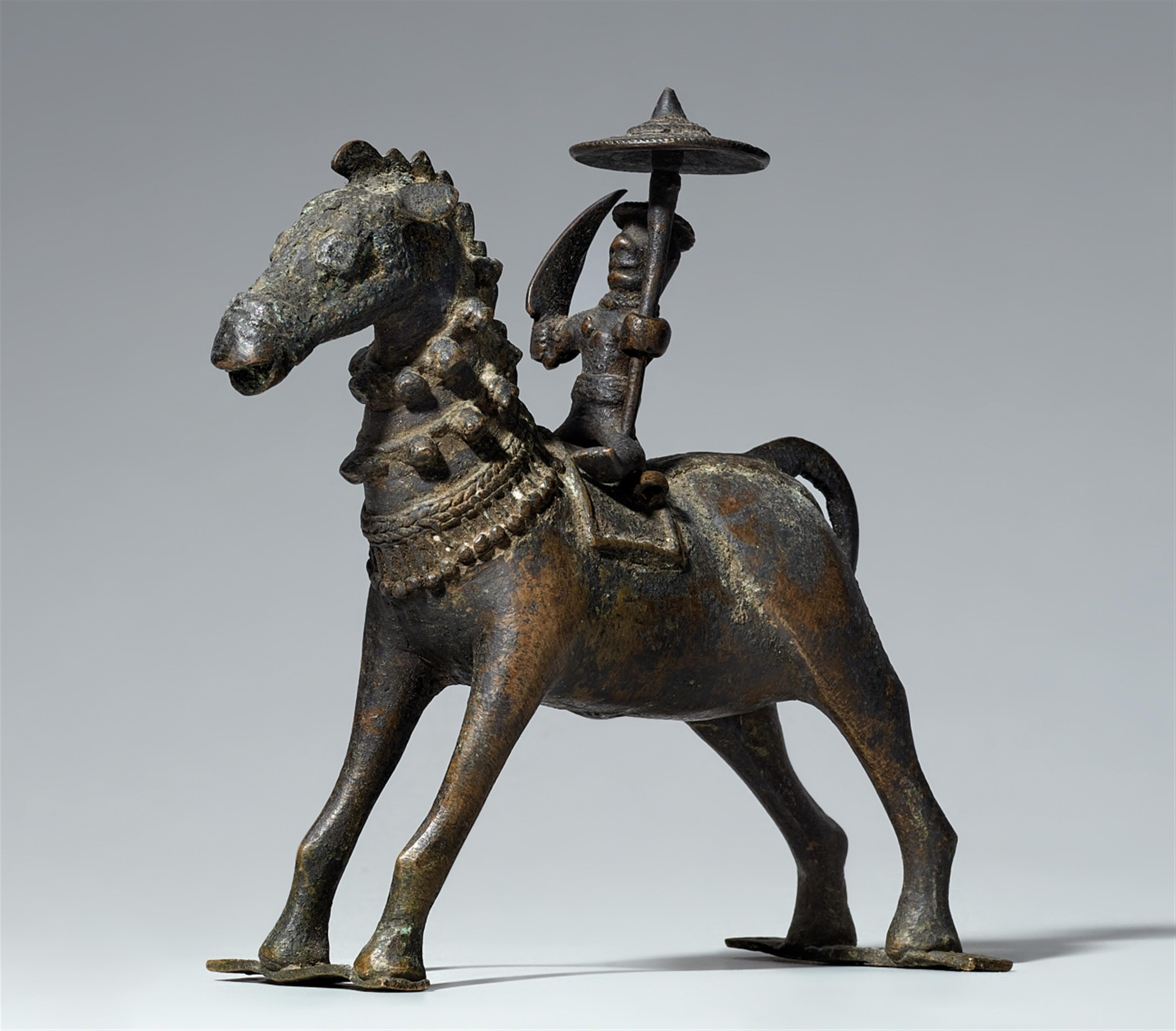 An Orissa copper alloy figure of a rider. Eastern India. 19th century - image-1