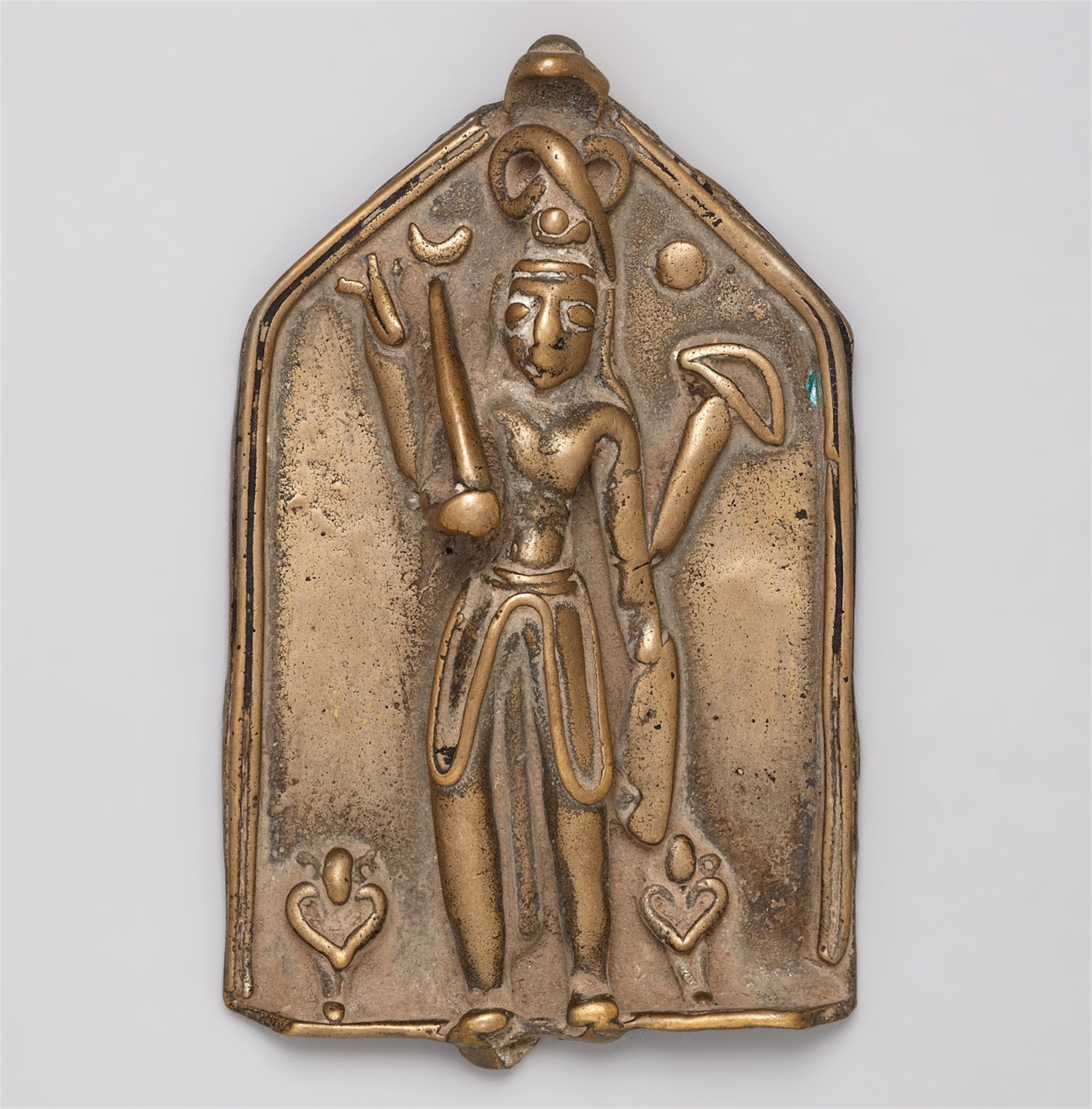 A Karnataka copper alloy plaque. Southern India. 19th century - image-1