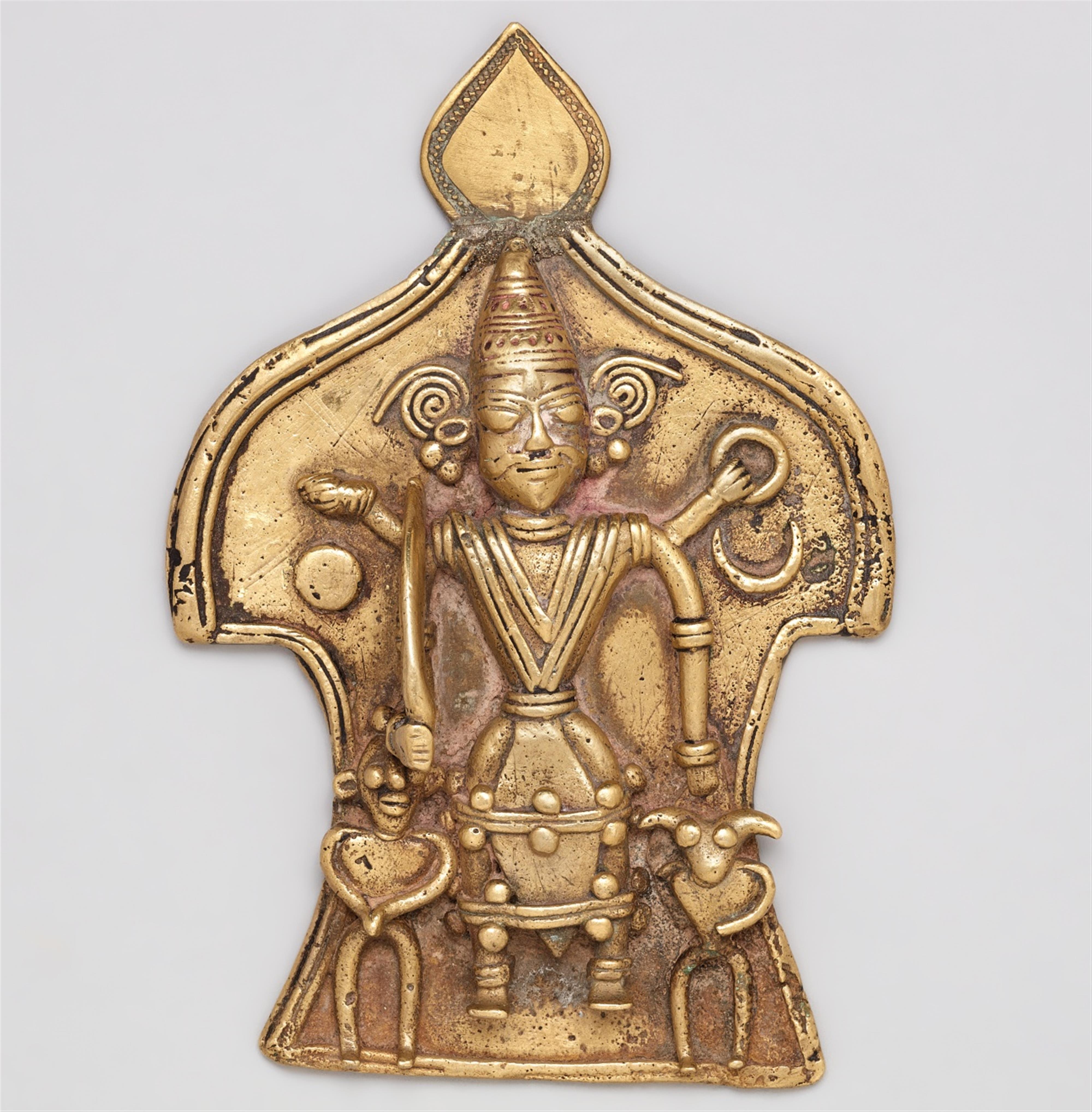 A Karnataka copper alloy plaque. Southern India. 19th century - image-1