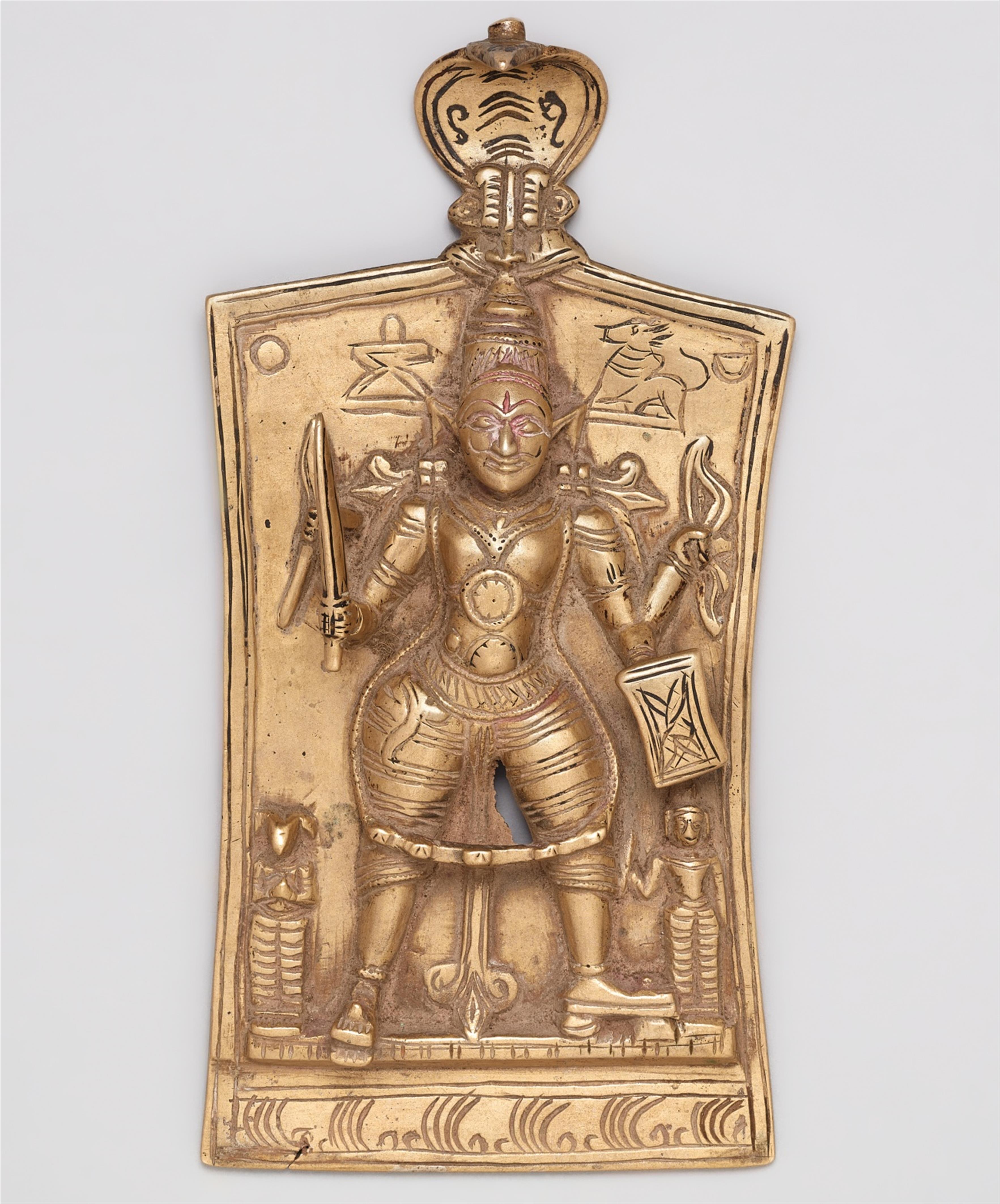 A Karnataka copper alloy plaque. Southern India. 19th century  - image-1