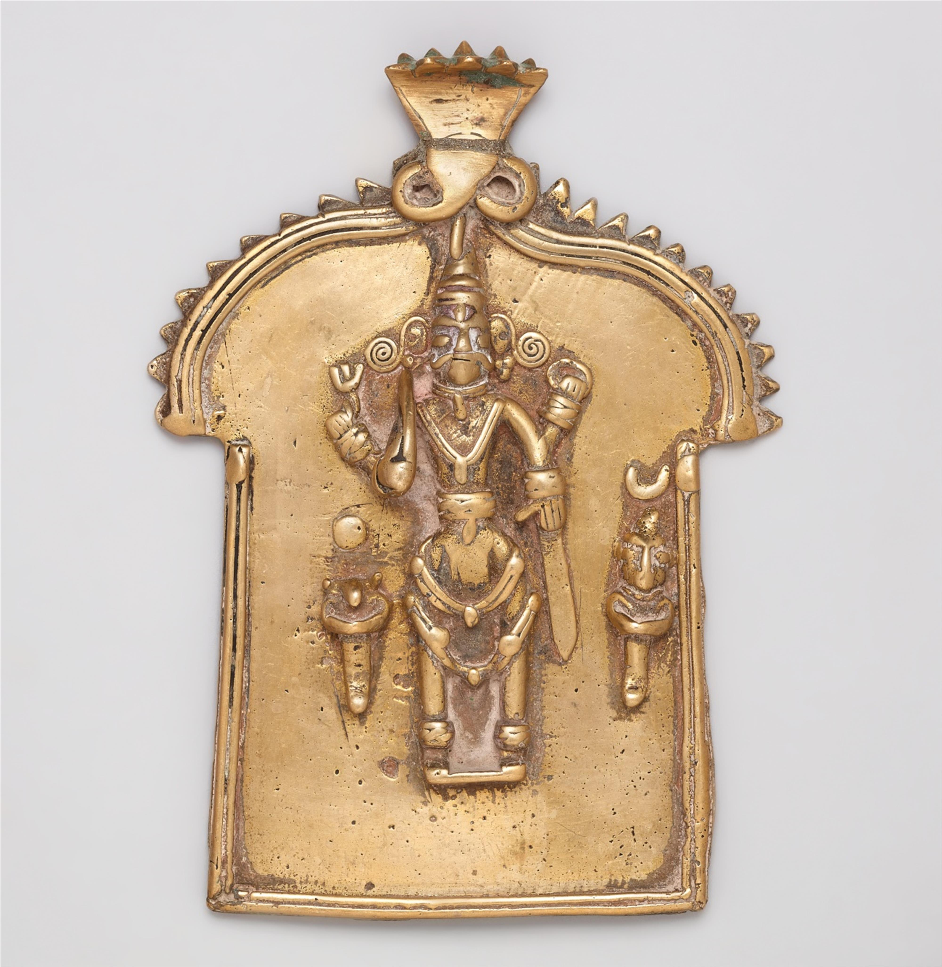 A Karnataka copper alloy plaque. Southern India. 19th century - image-1