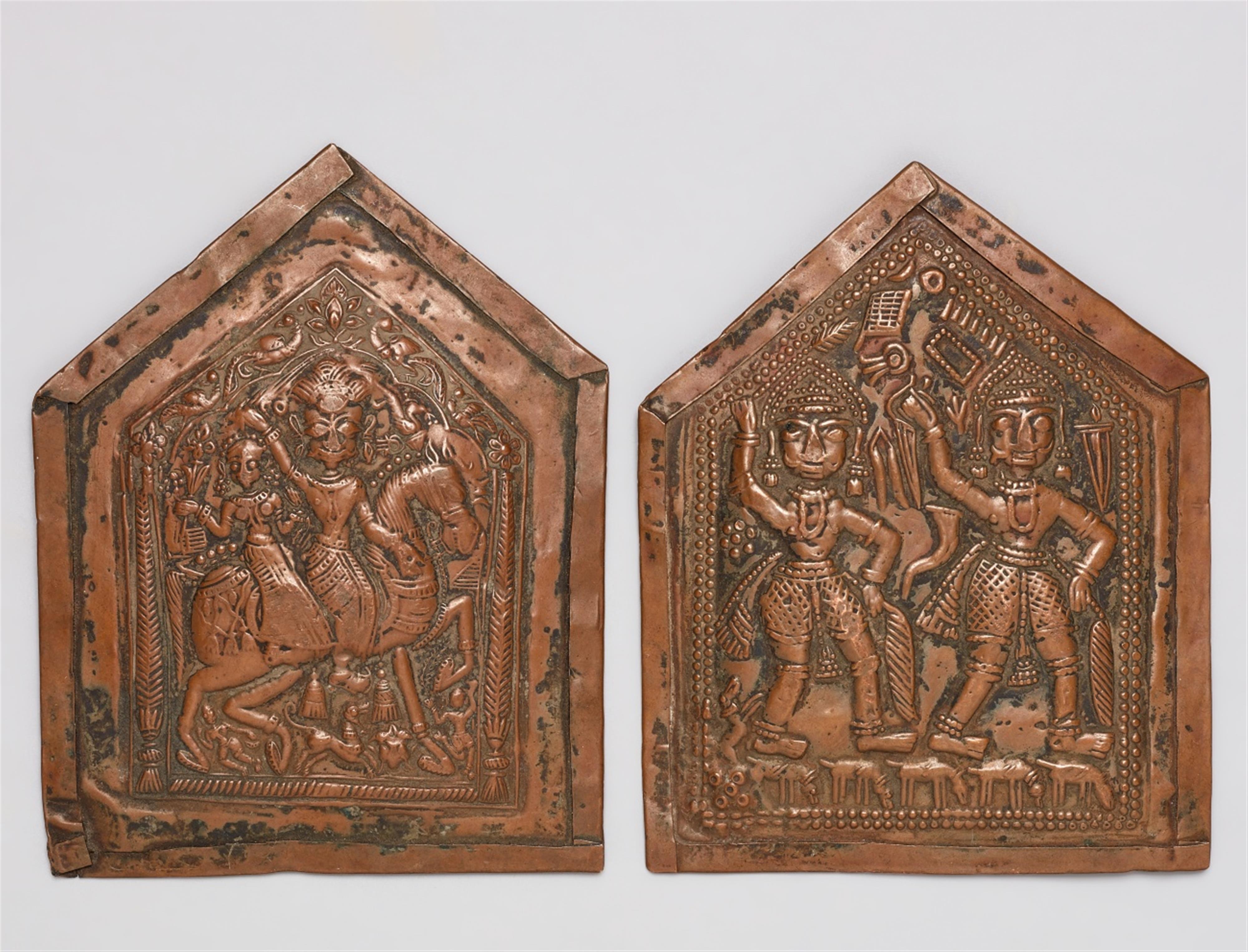 Two Maharashtra chased copper plaques. Central India. 19th/20th century - image-1