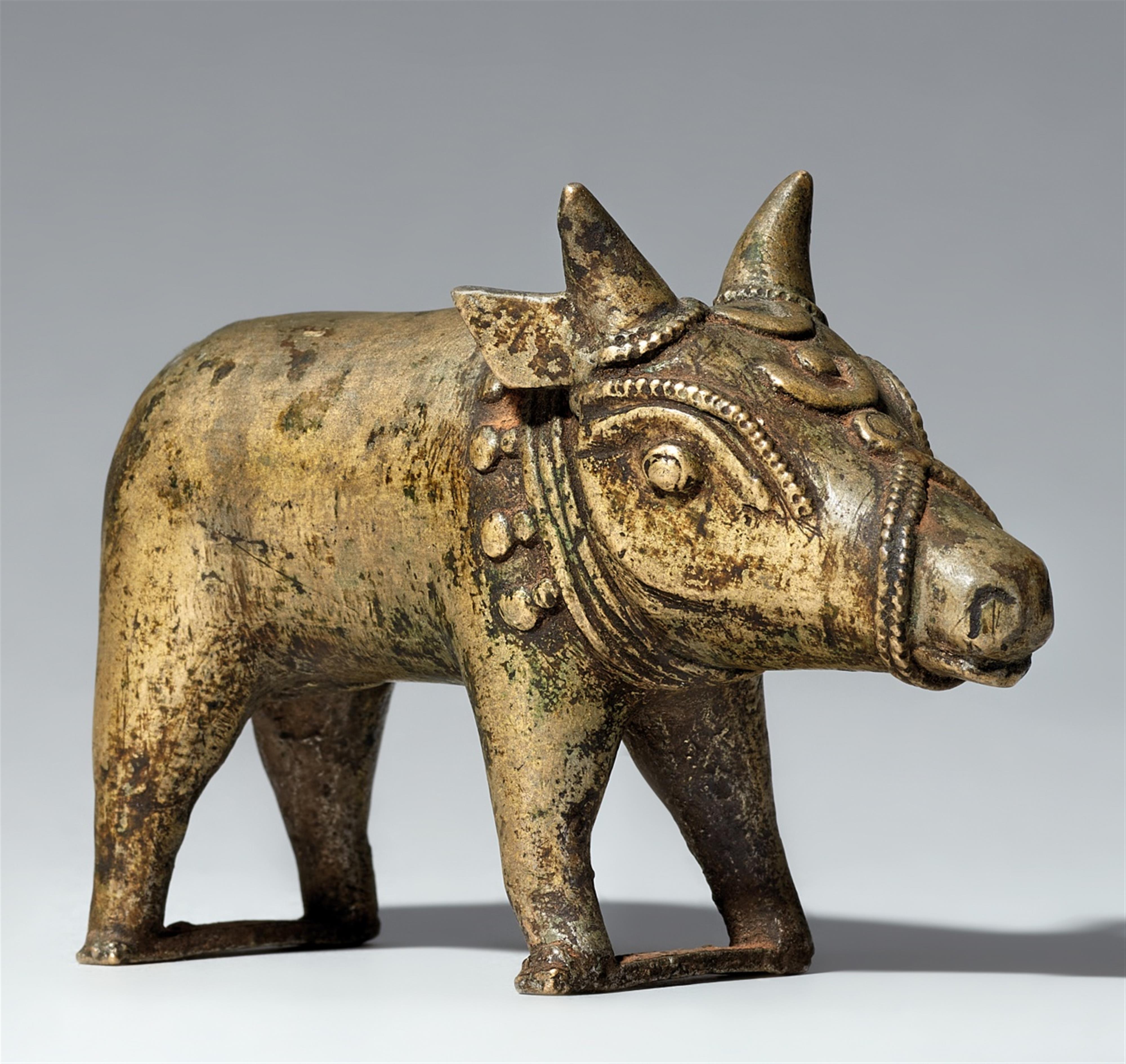 A Tulu copper alloy figure of a boar. Southern India, Karnataka. 19th/20th century - image-1