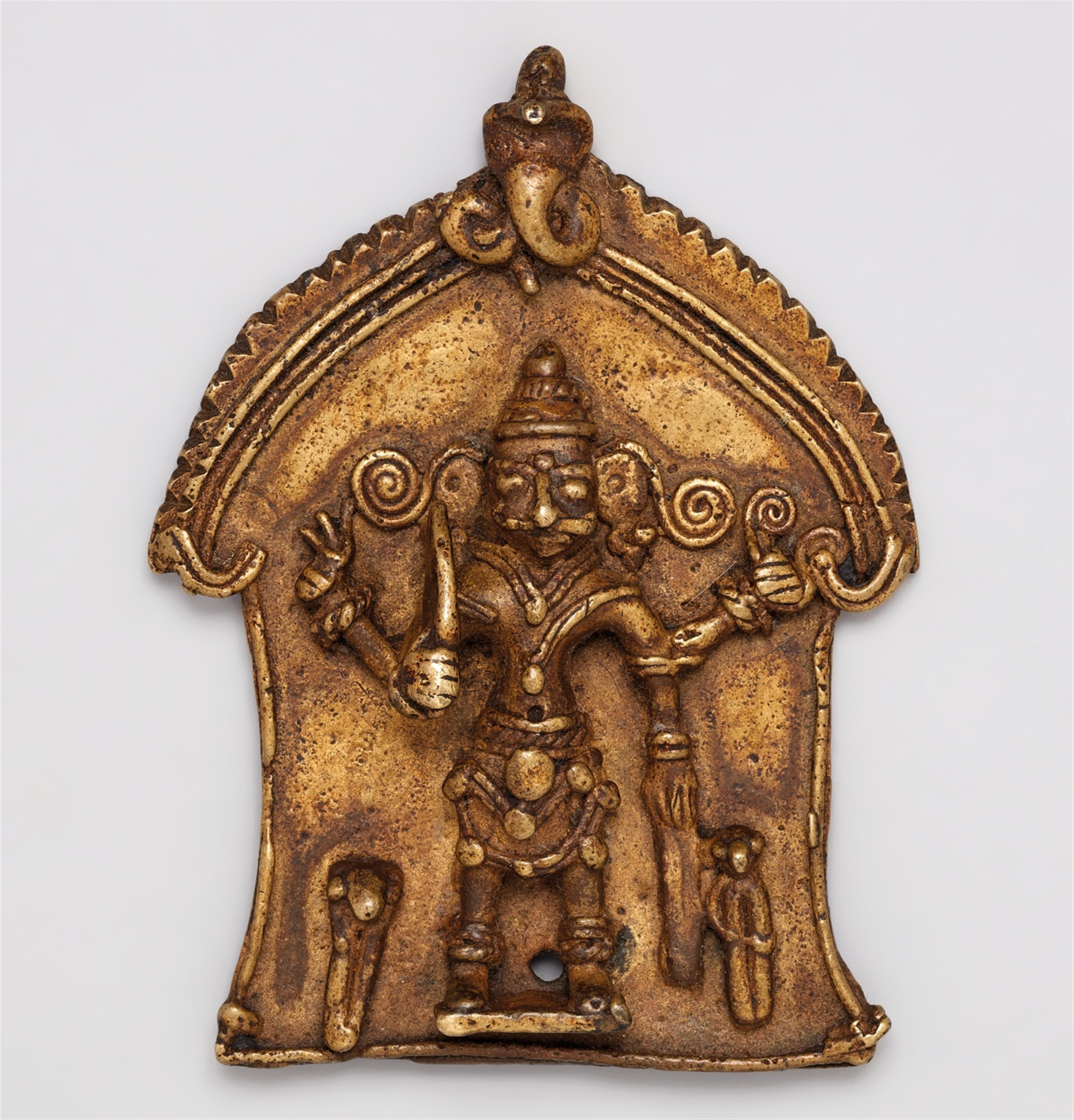 A group of two Maharashtra copper alloy plaques of Virabhadra. 19th century - image-1