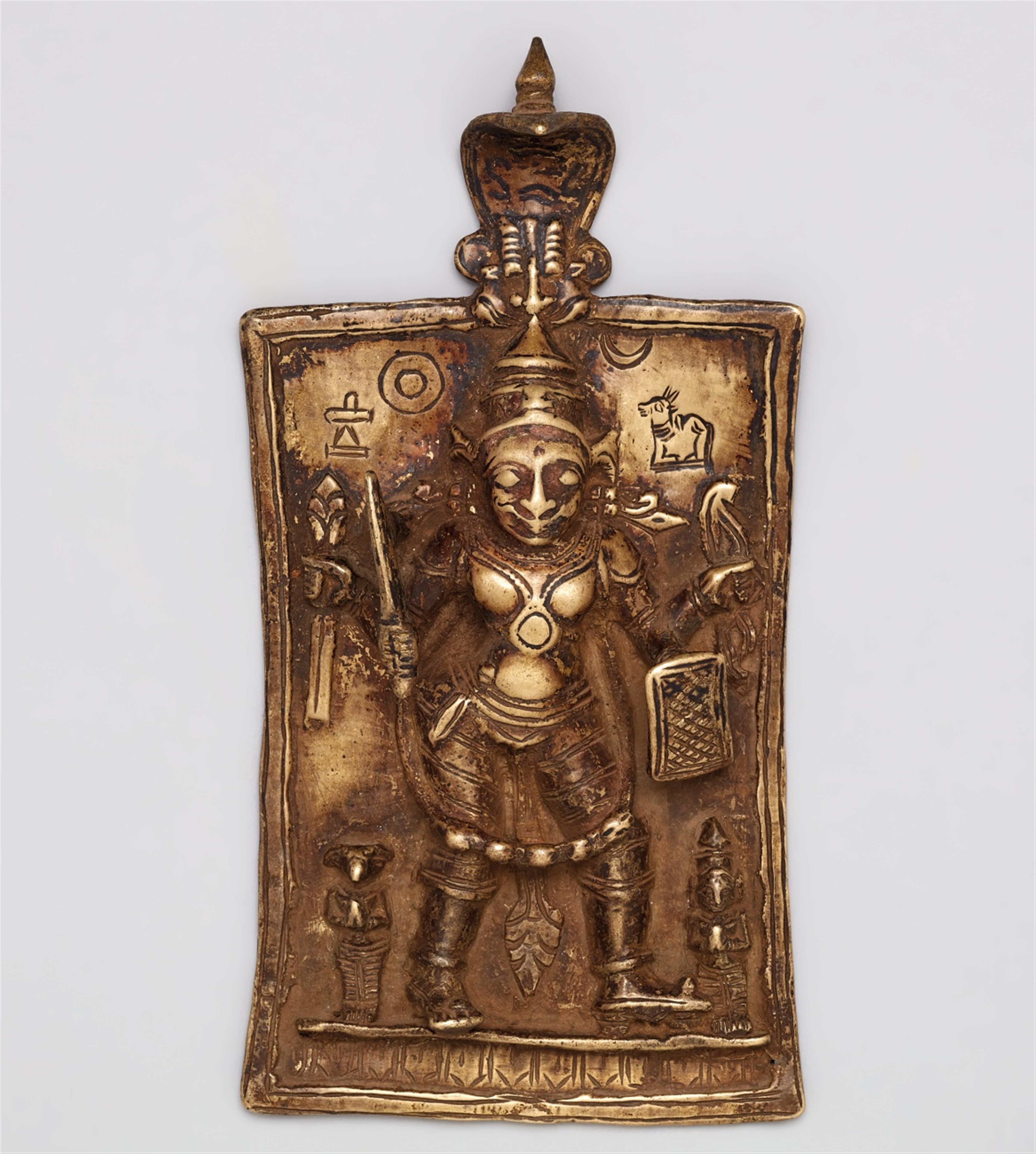 A group of two Maharashtra copper alloy plaques of Virabhadra. 19th century - image-2