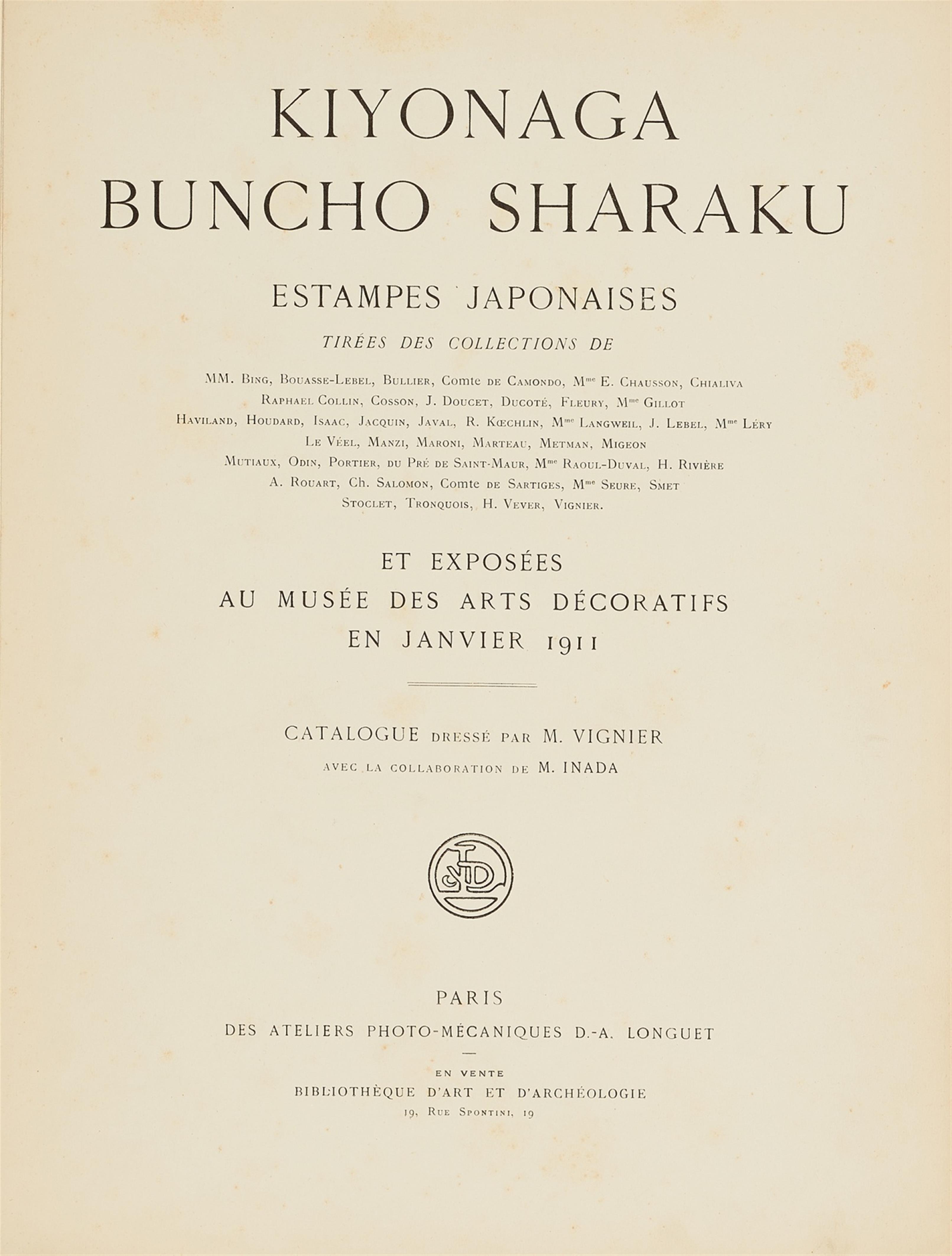 Vignier, M. and Inada, M
Vignier - Exhibition catalogue: Kiyonaga Buncho Sharaku, Estampes Japonaises tirées des collections - image-2