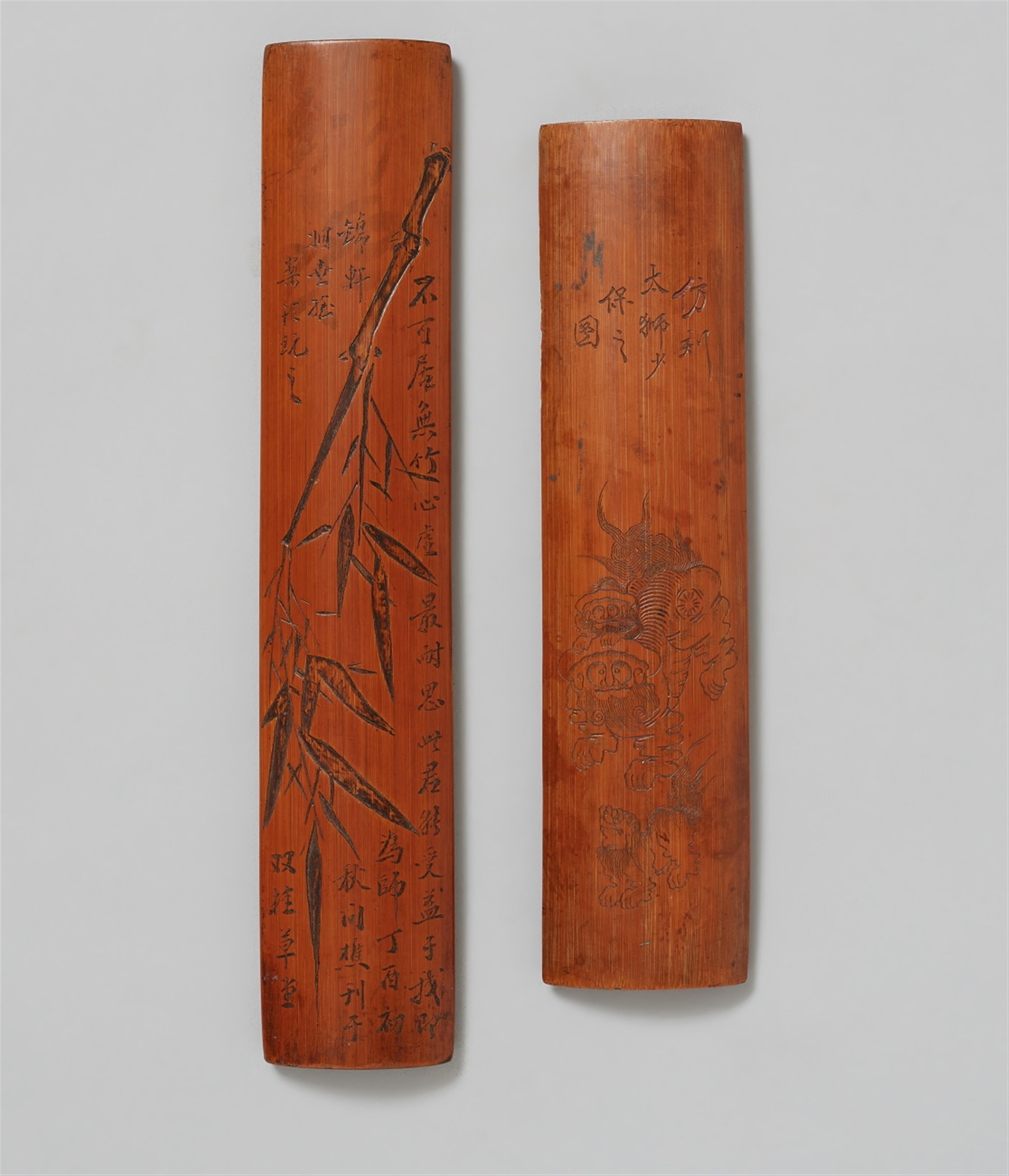 Two bamboo wrist rests. 19th century - image-1