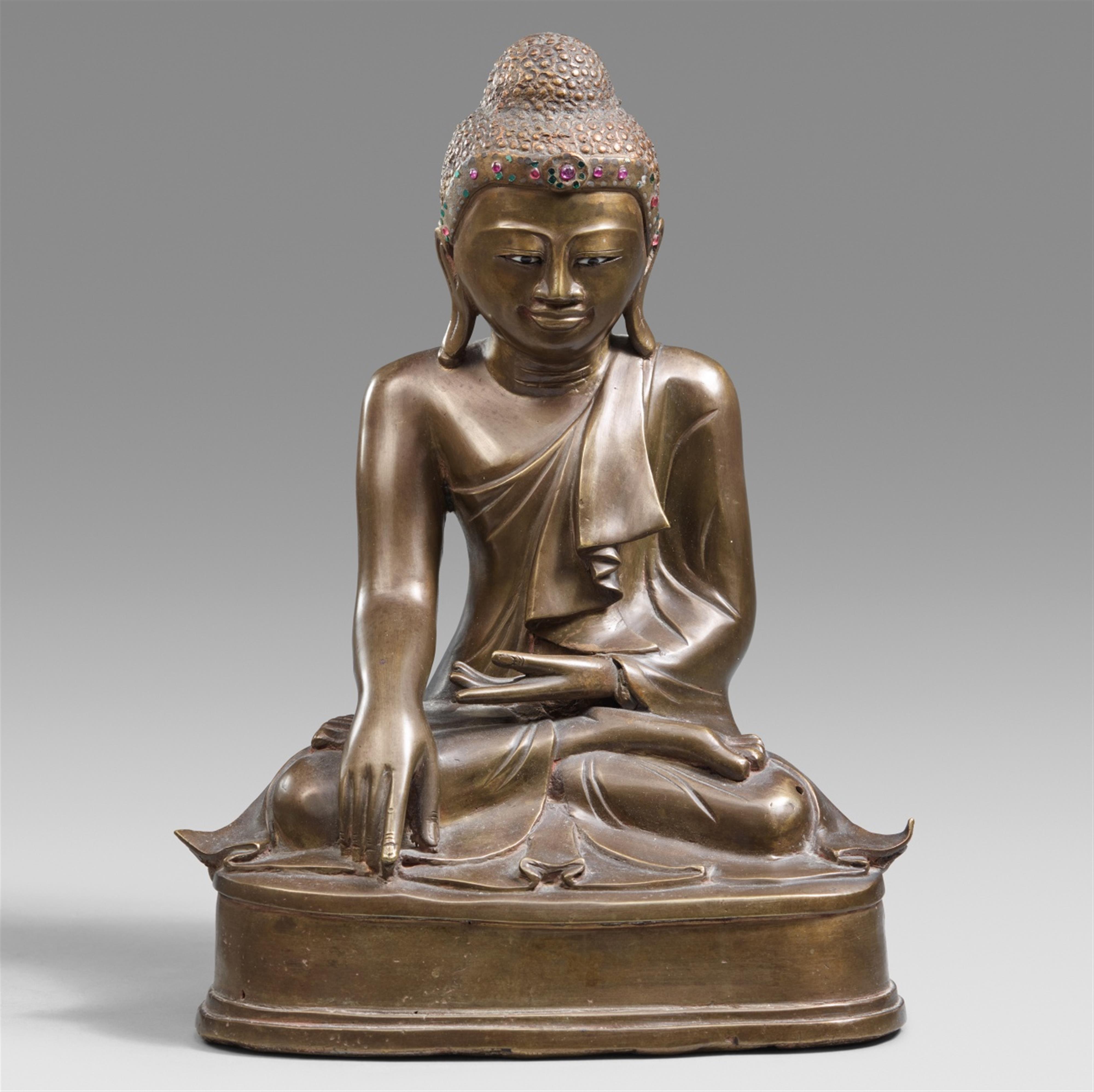 A Mandalay copper alloy figure of Buddha Shakyamuni. Burma. 20th century - image-1