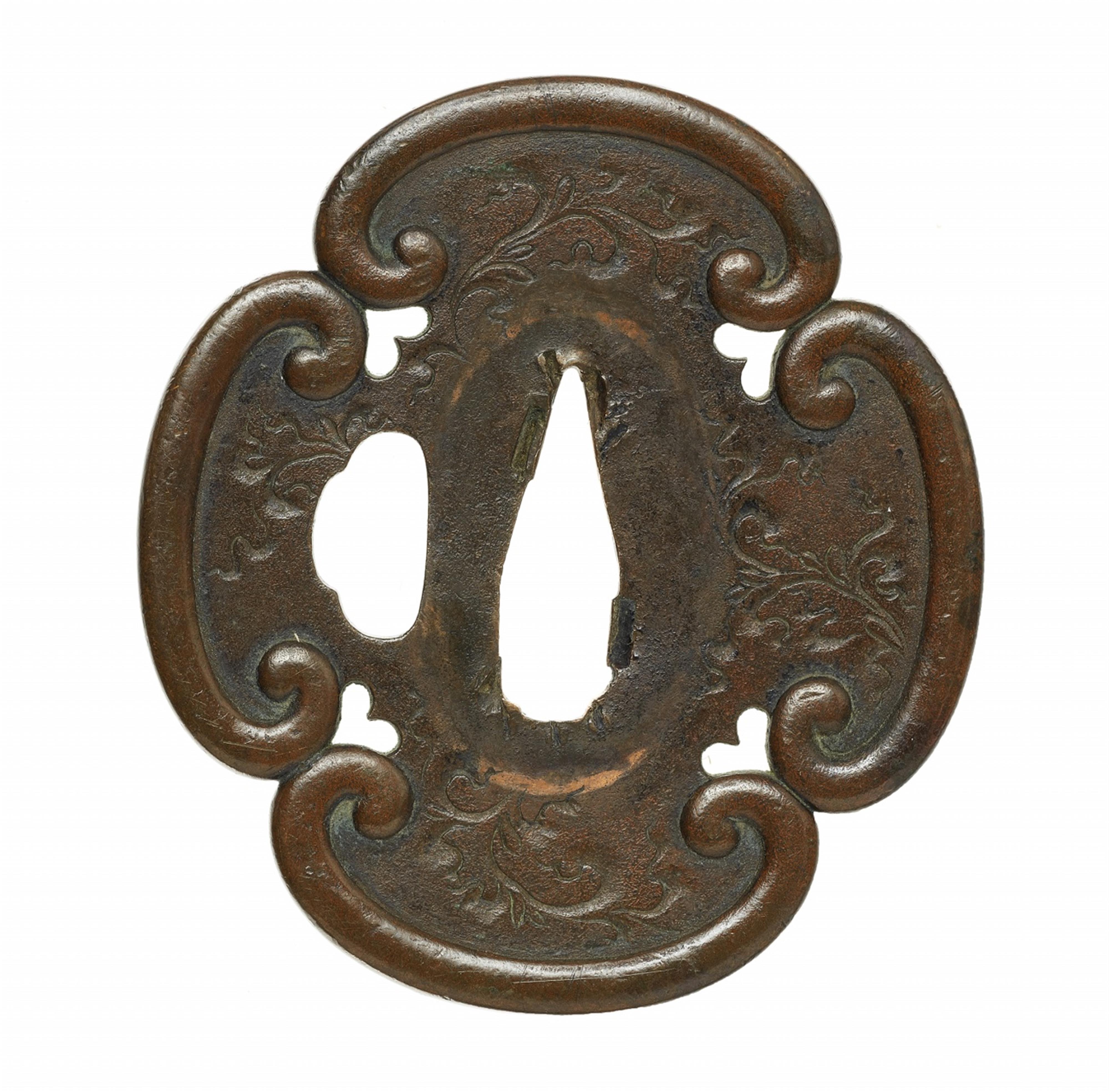 Tsuba. Kupfer (yamagane). Ko-kinkô-Arbeit. Edo-Zeit, 17. Jh. - image-1