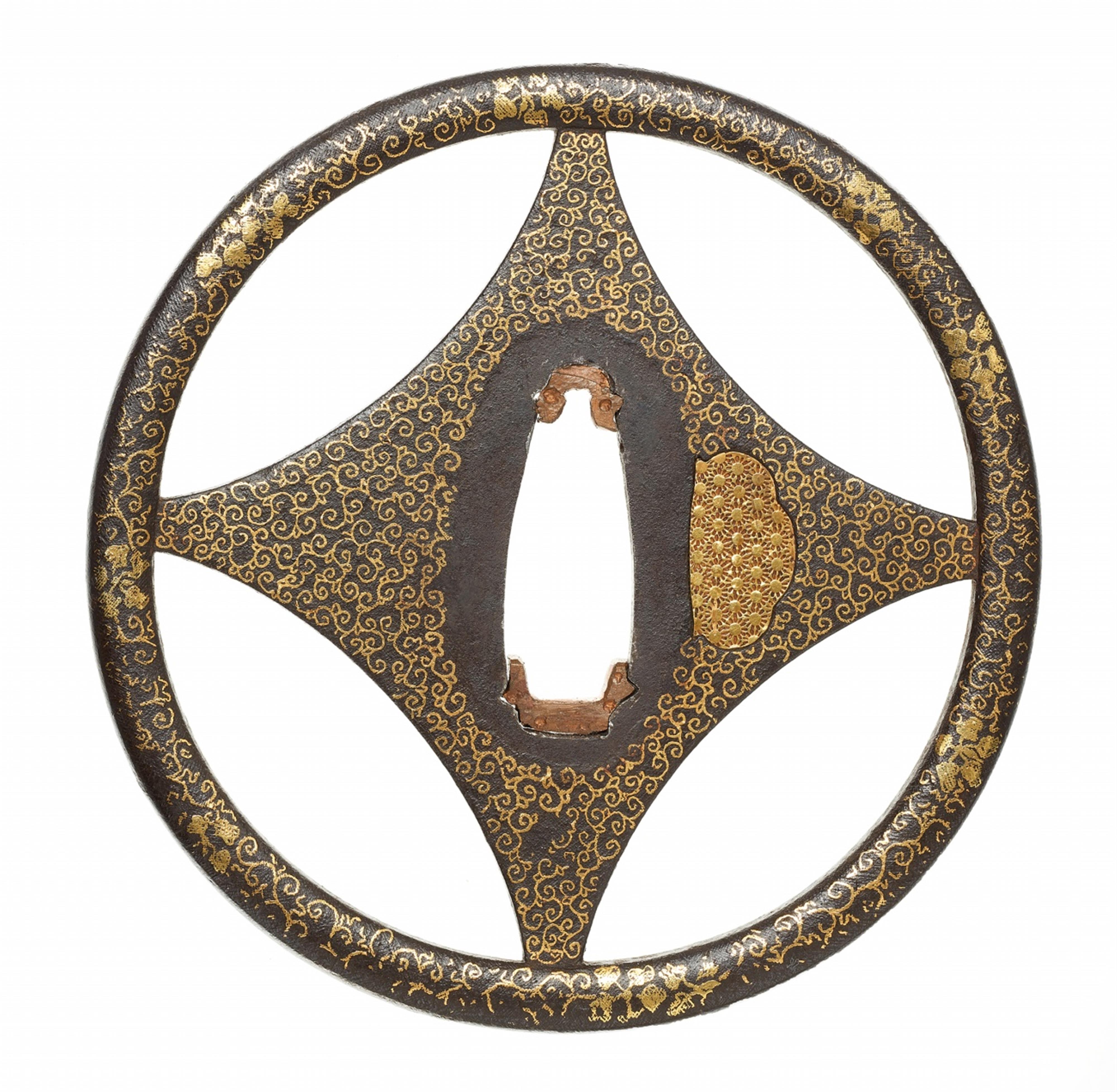 A Shôami iron tsuba. Edo period, first half 17th century - image-1