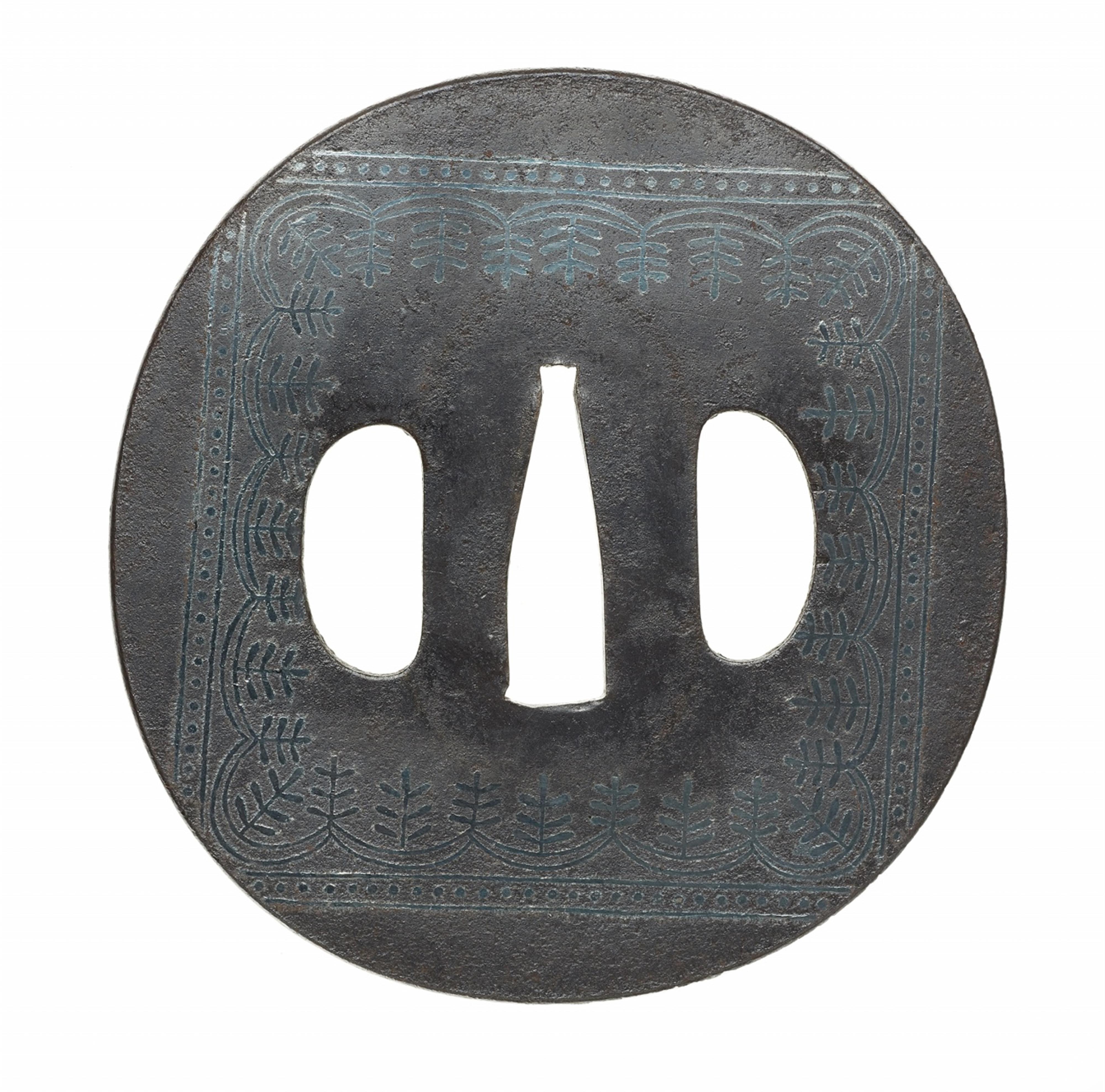 A Kanshirô iron tsuba. Edo period, 17th/18th century - image-1