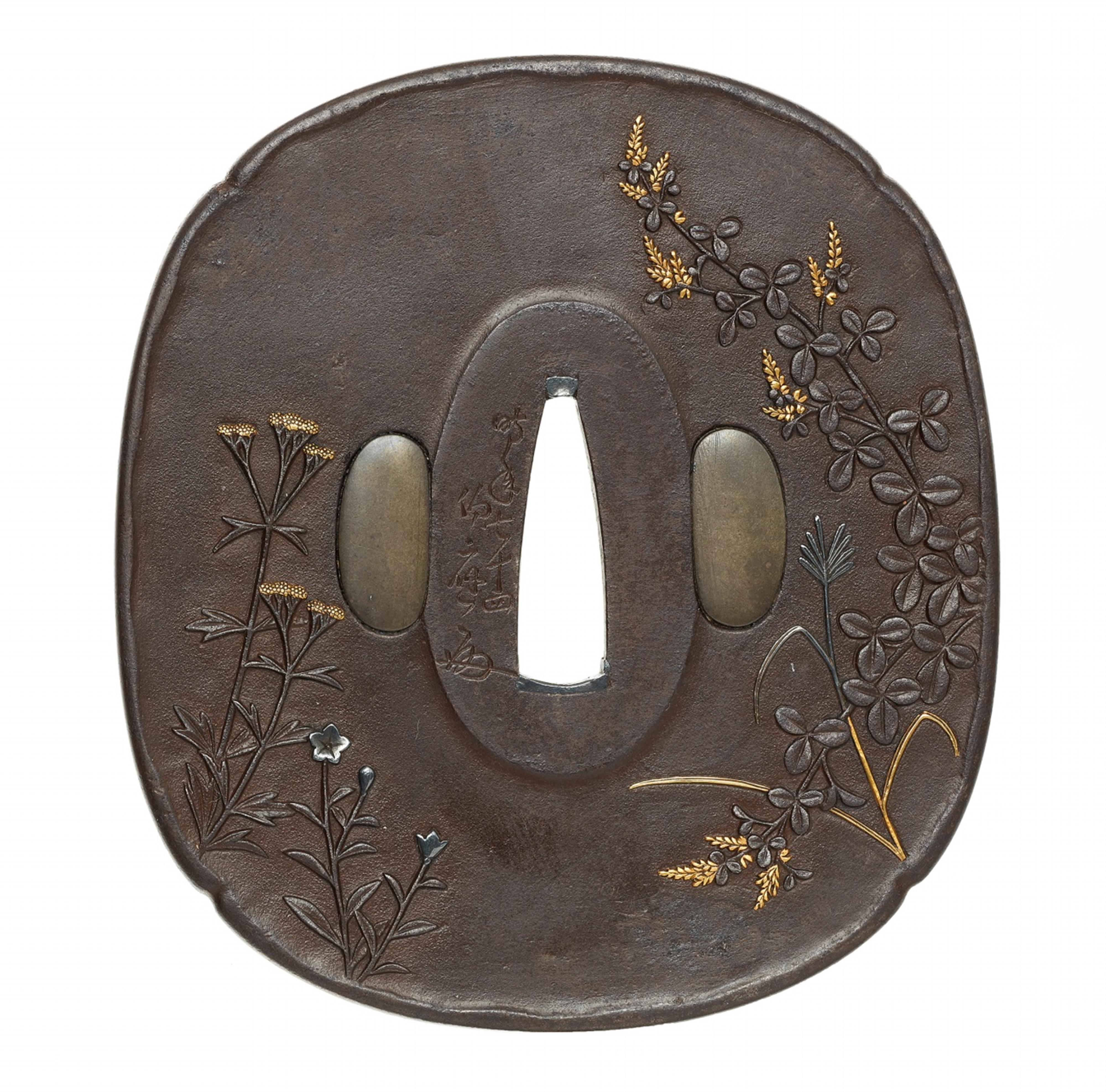 Tsuba. Eisen. Edo-Zeit, datiert 1864 - image-1