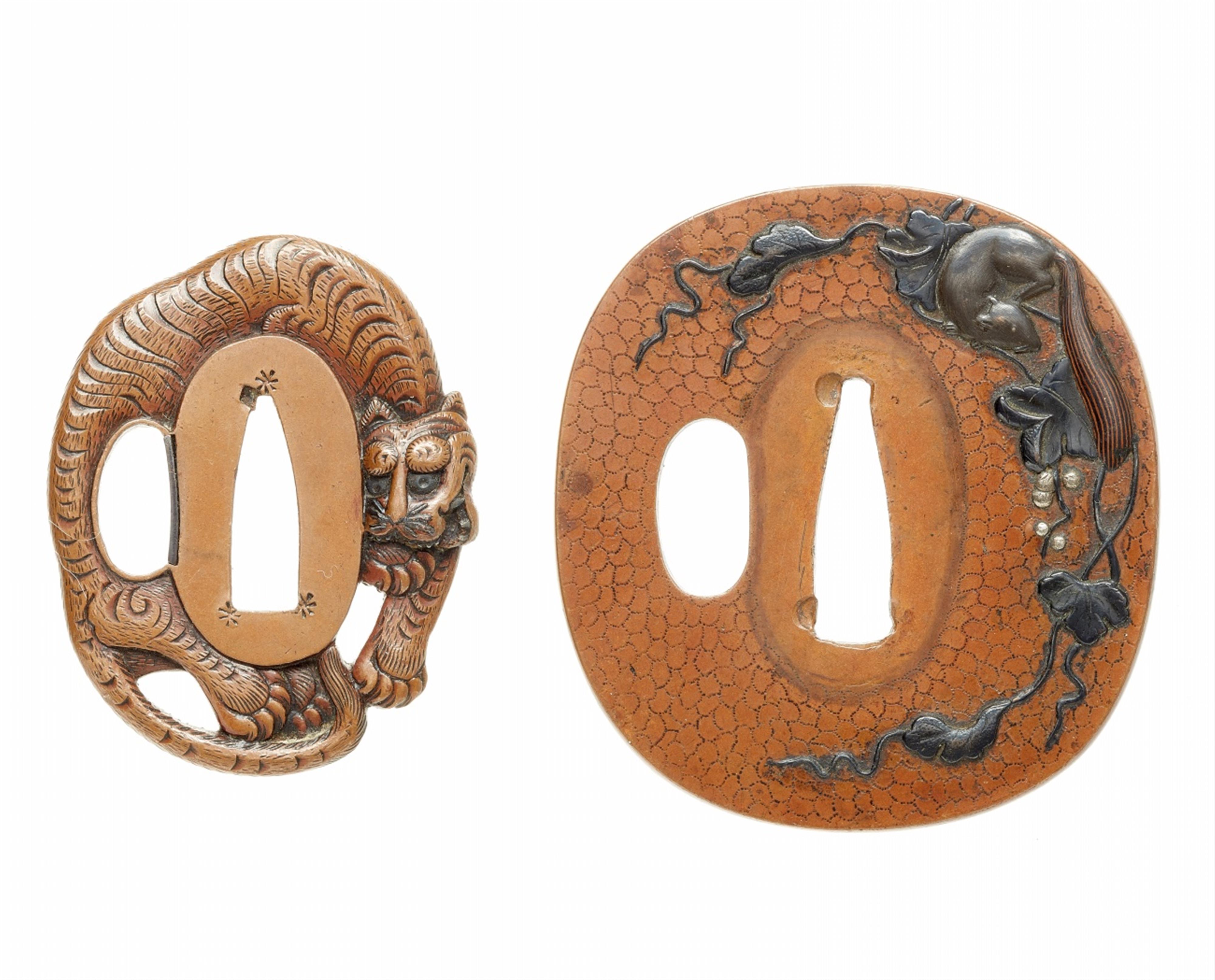 Zwei tsuba. Kupfer. Edo-Zeit, 19. Jh. - image-1