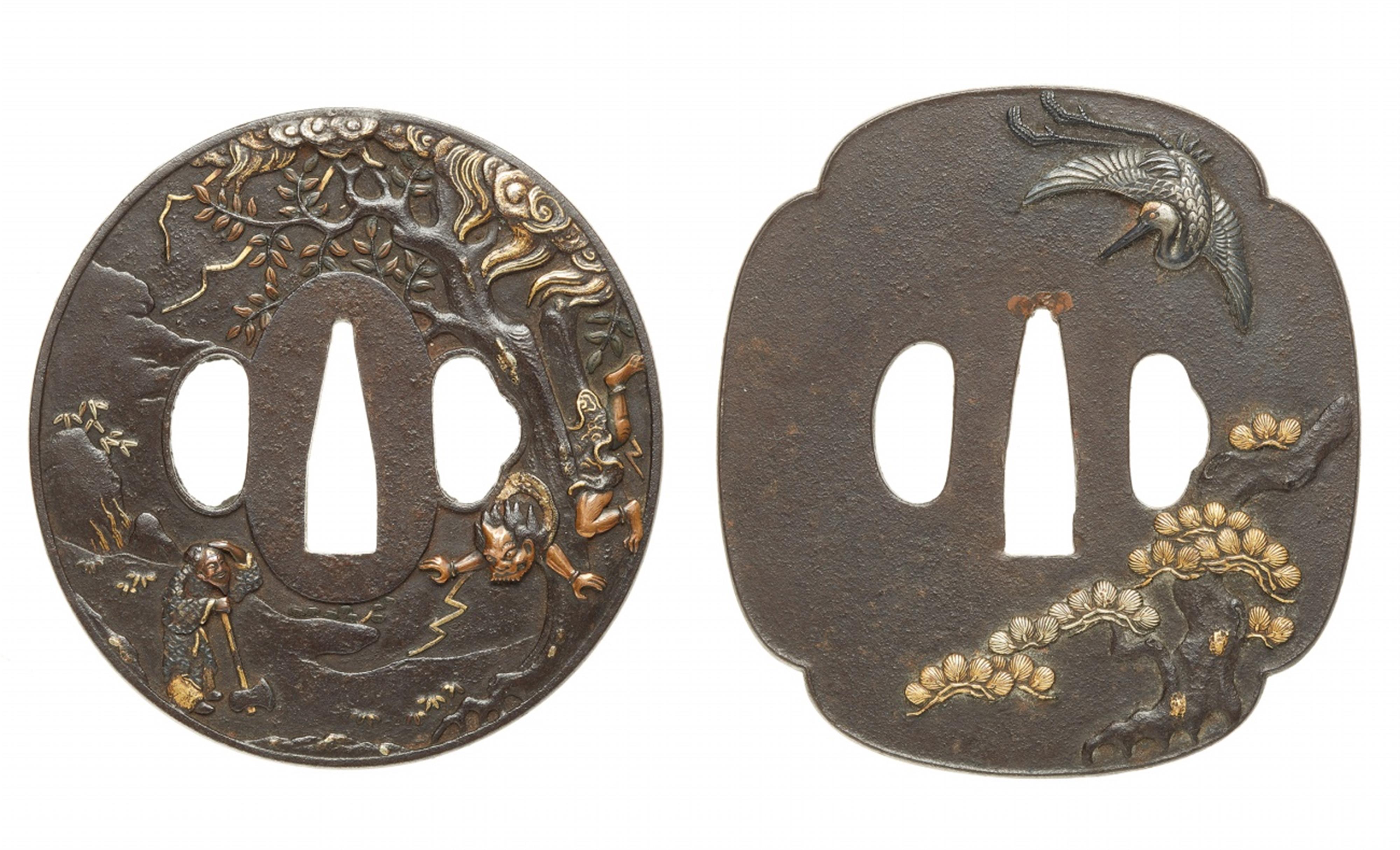 Zwei tsuba. Eisen. Edo-Zeit, 18./19. Jh. - image-1