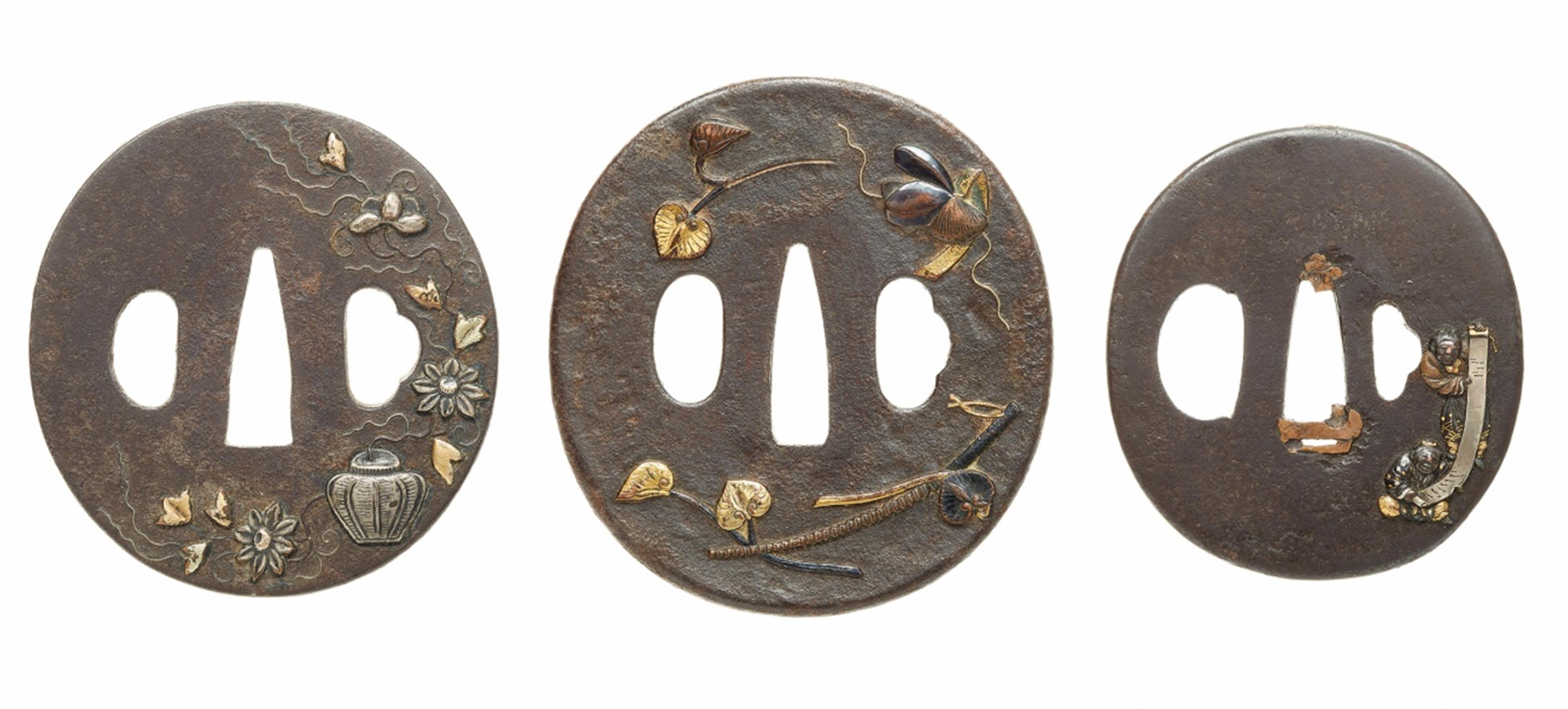 Three iron tsuba. Edo period, 18th/19th century - image-1