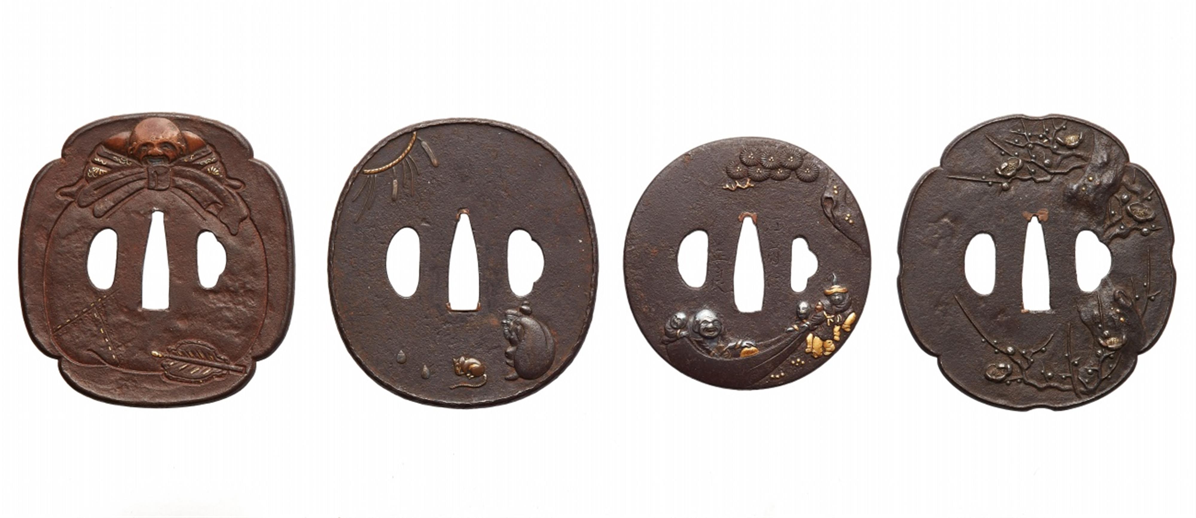 Four iron tsuba. Edo period, 18th/19th century - image-1