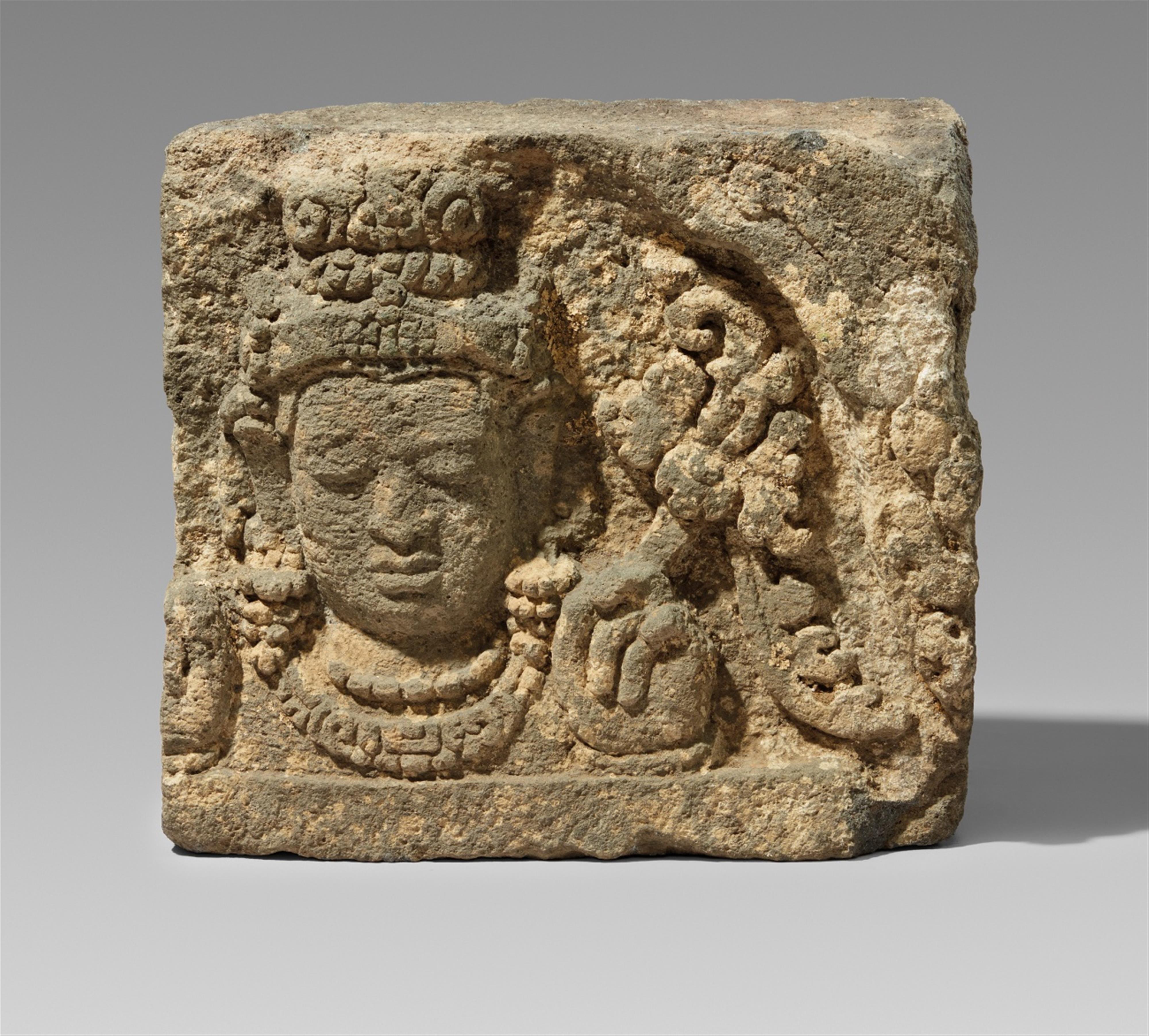 A Javanese rectangular stone architectural fragment. Indonesia. In the style of the 8th/9th century - image-1