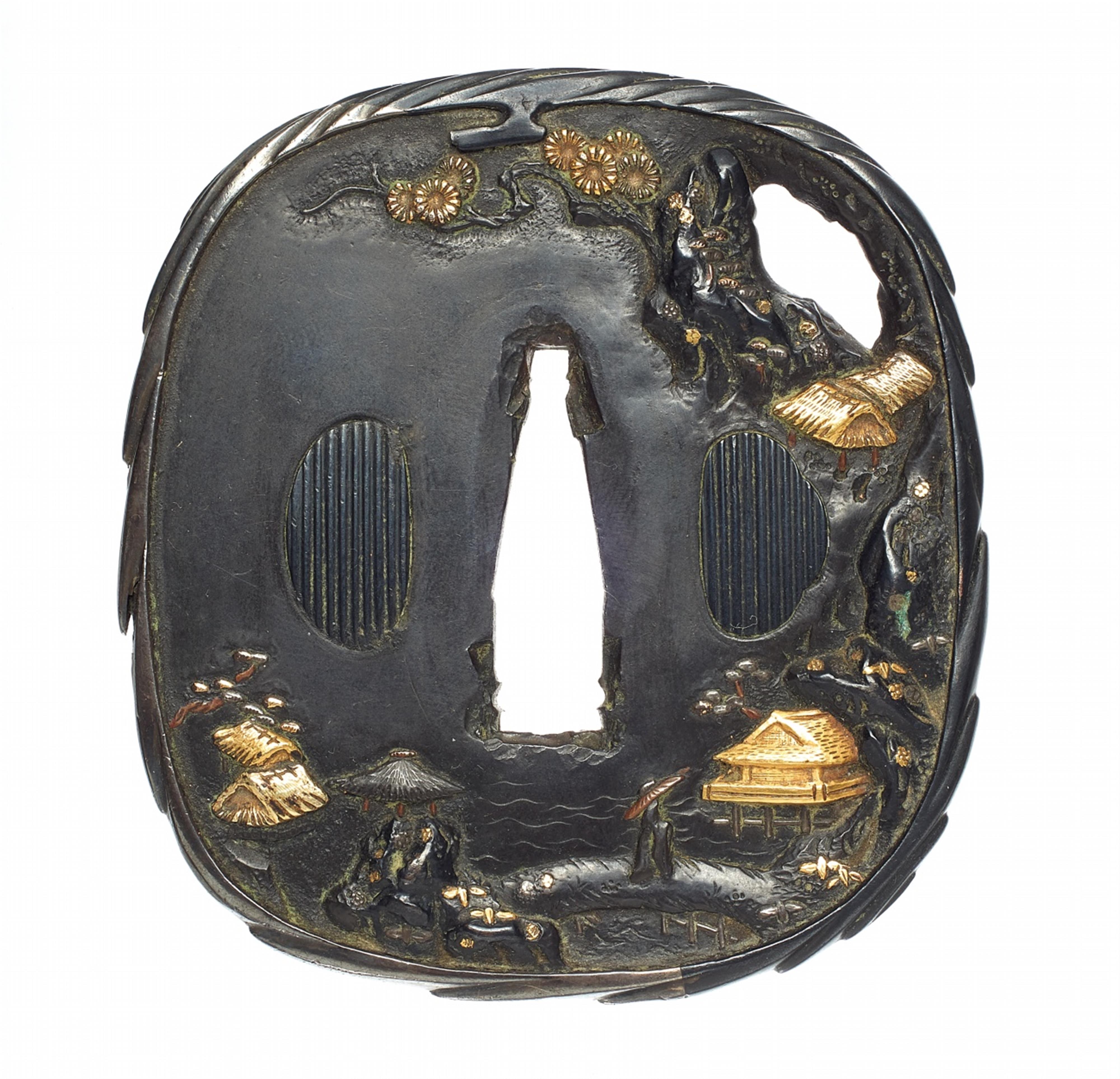 A shakudô tsuba. Edo, period 18th/early 19th century - image-1