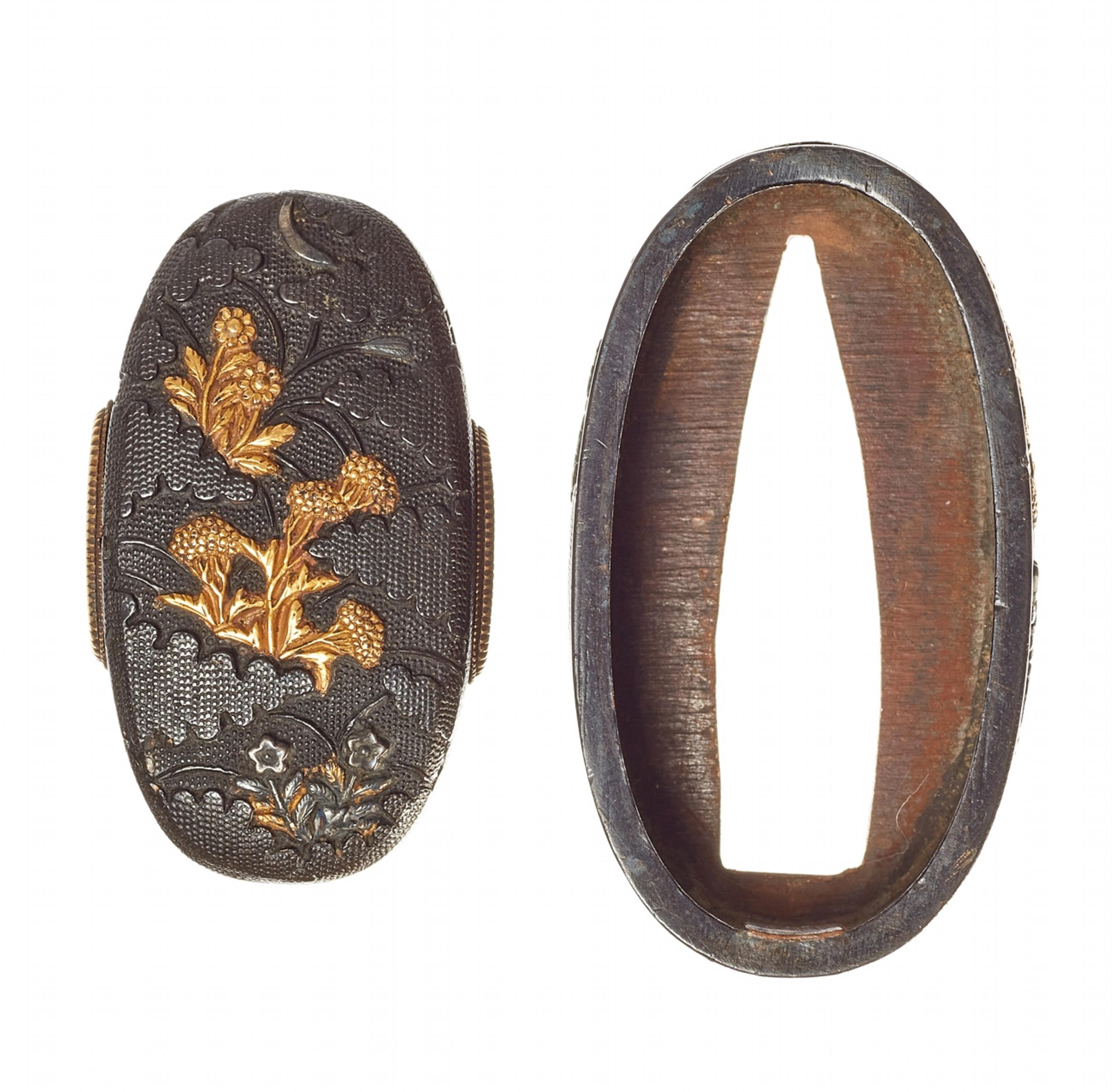 Fuchi-kashira. Shakudô. Owari-kinkô-Arbeit. Edo-Zeit, 18. Jh. - image-1